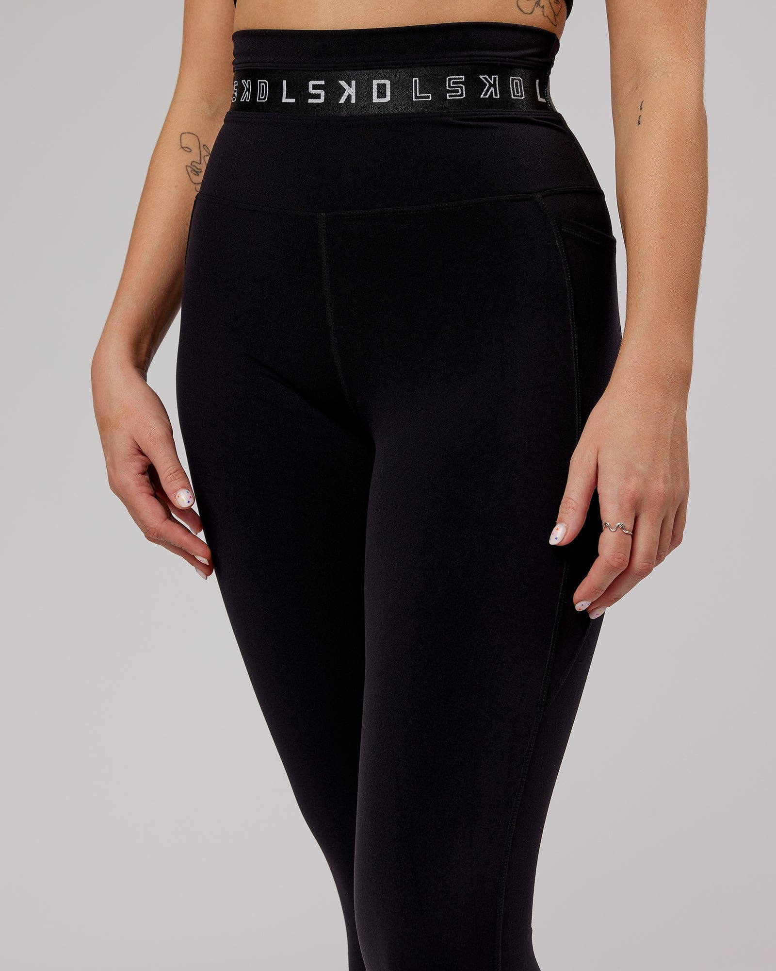 Model wearing Circuit 7/8 Length Tight - Black