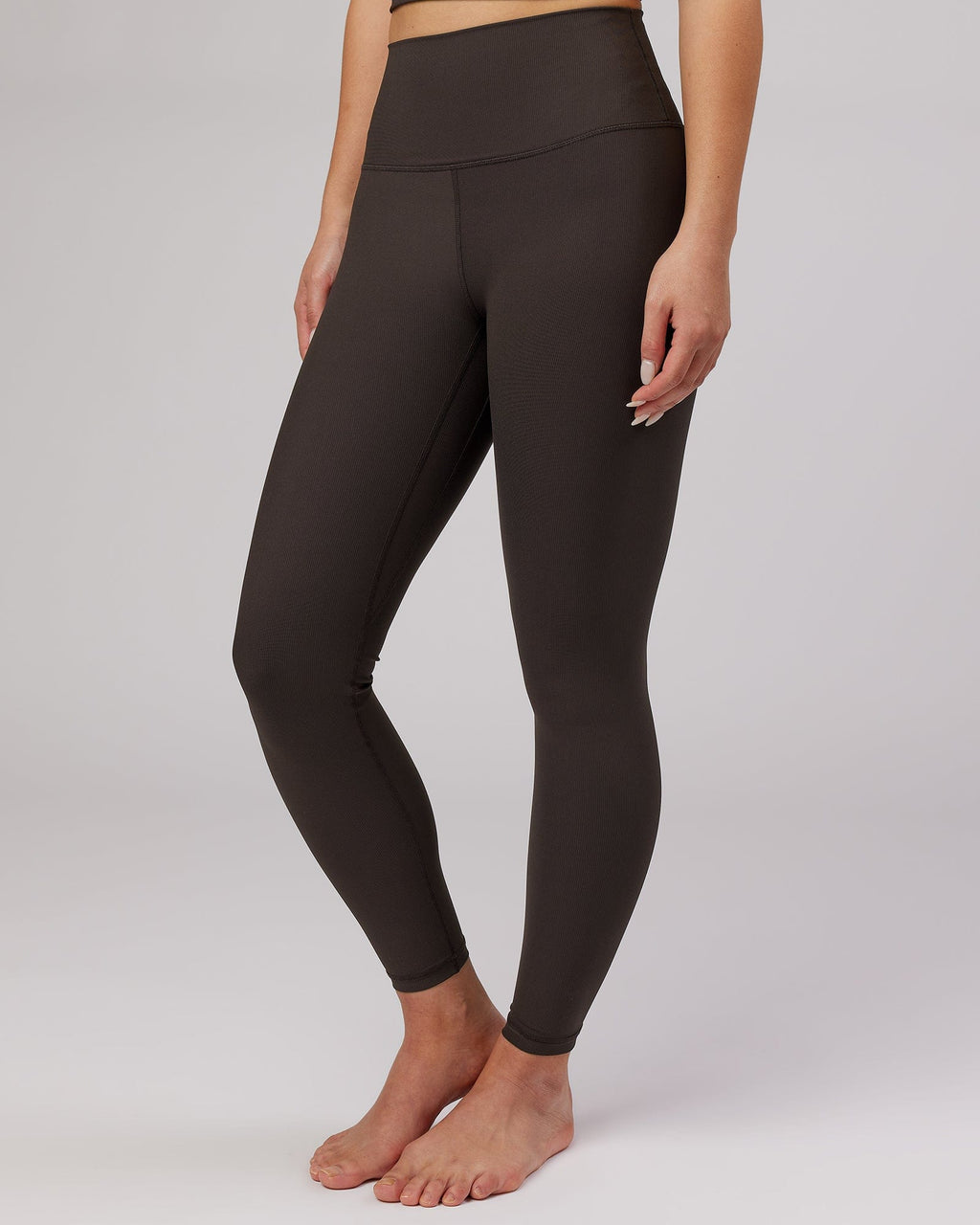 Model wearing Balance Ribbed Full Length Tight - Dark Walnut