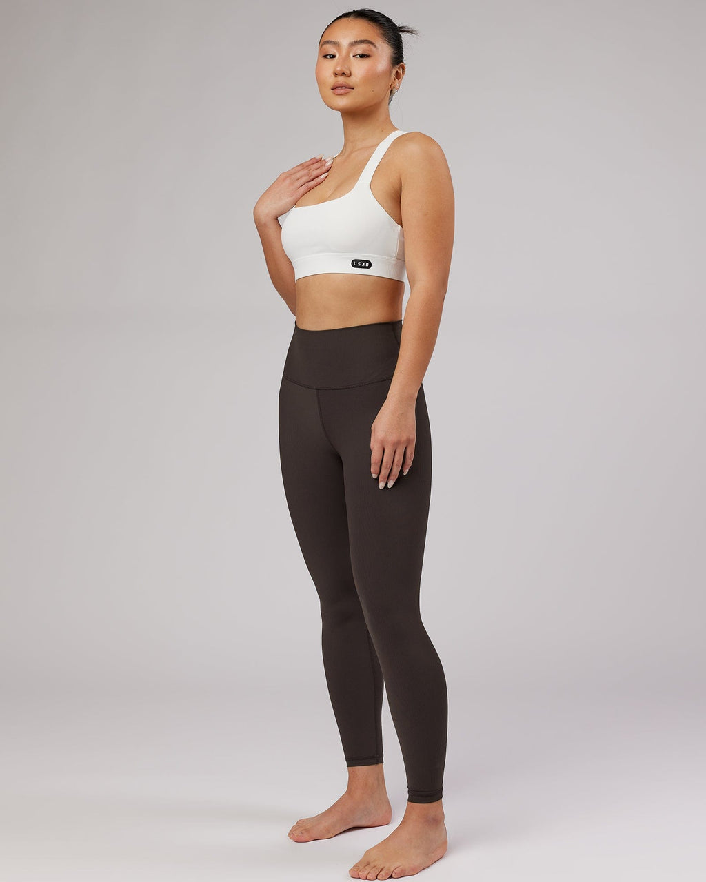 Model wearing Balance Ribbed Sports Bra - White