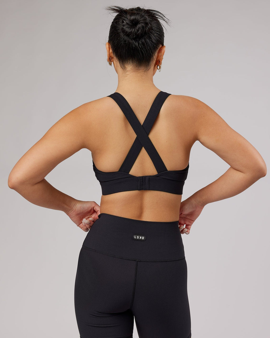 Model wearing Balance Ribbed Sports Bra - Black