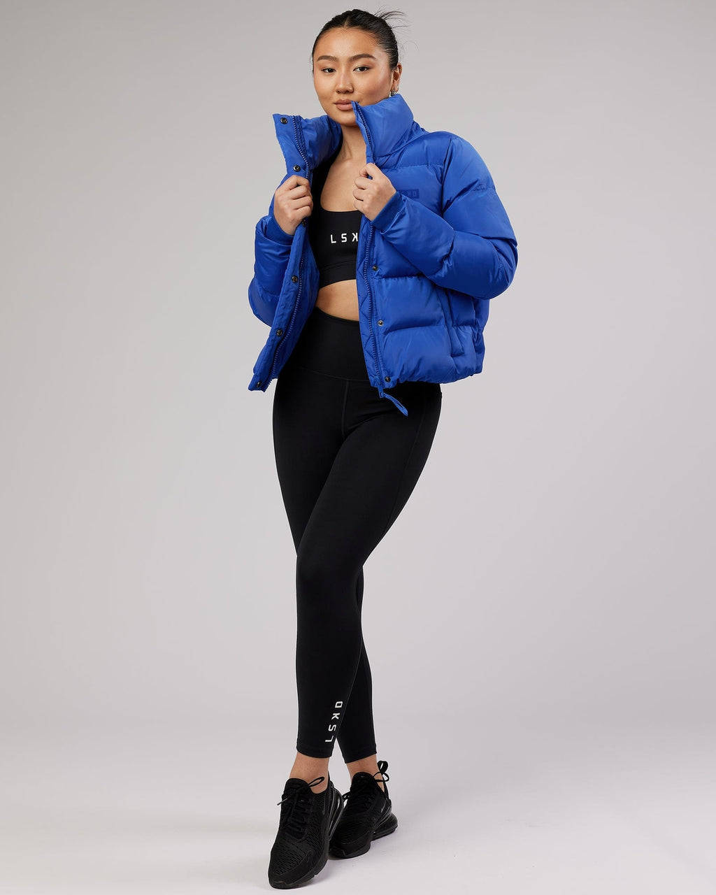 Model wearing Daily Puffer Jacket - Power Cobalt