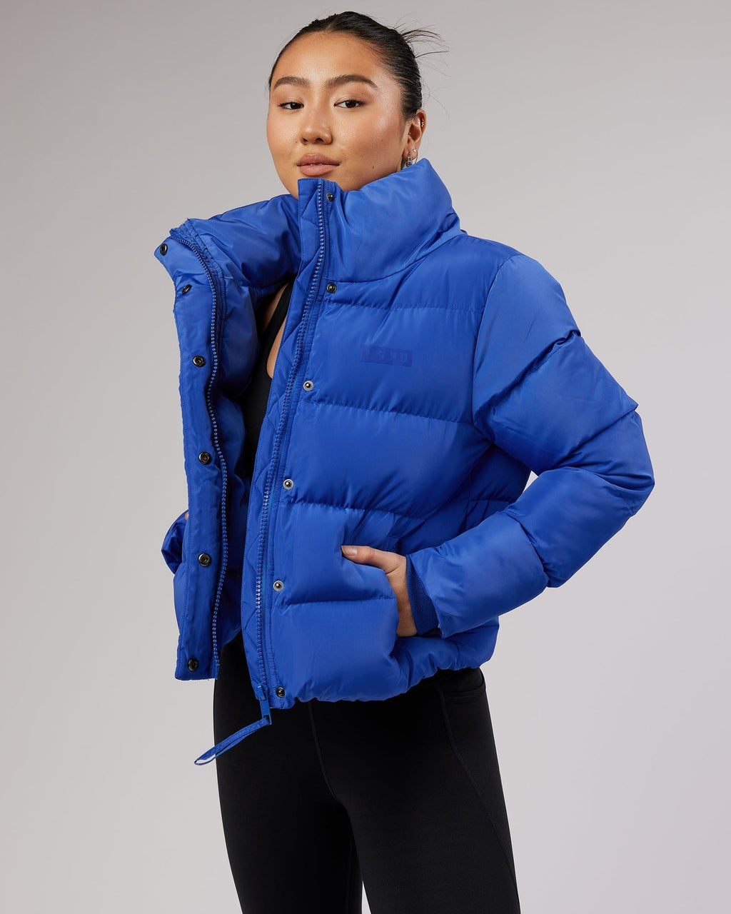 Model wearing Daily Puffer Jacket - Power Cobalt