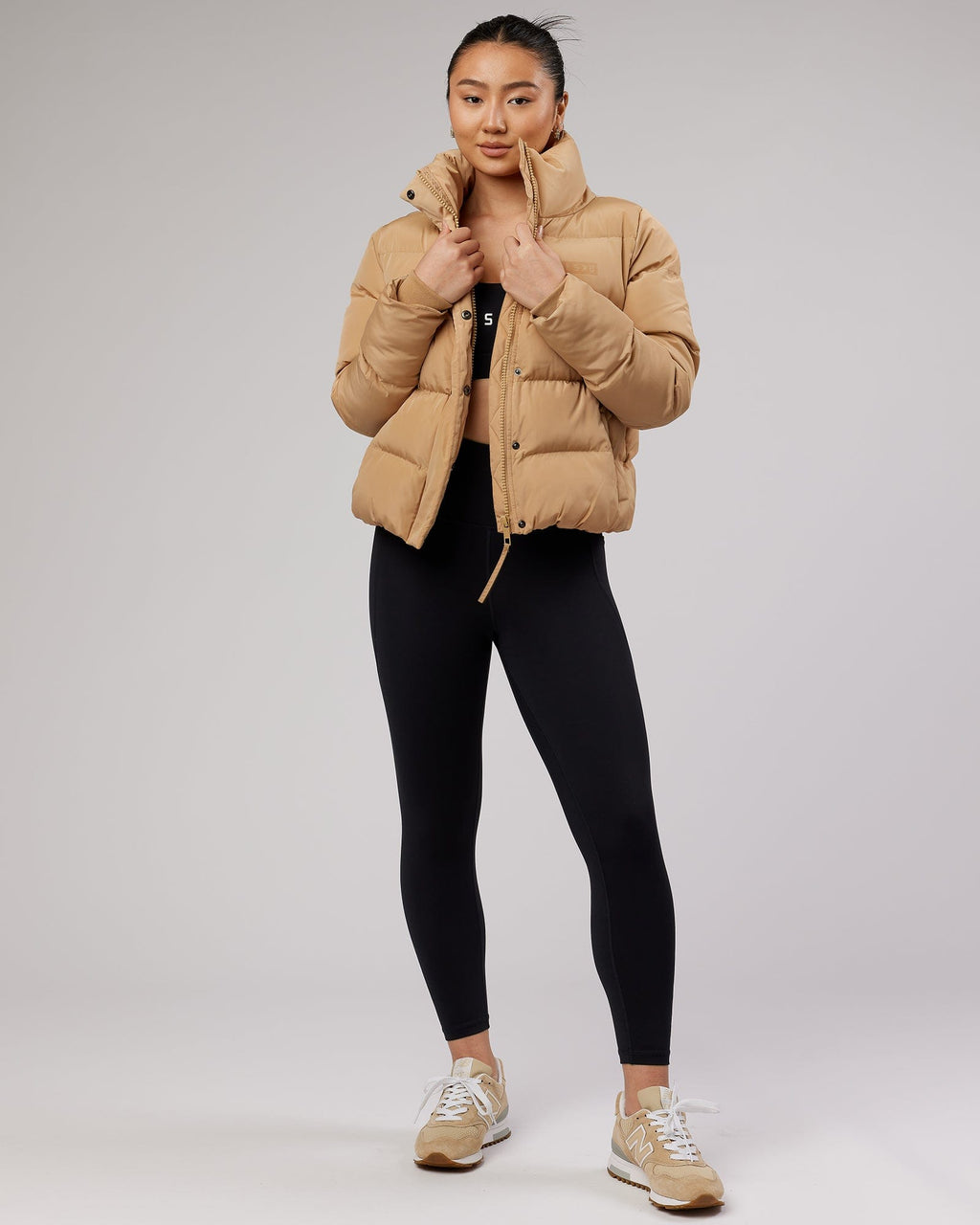 Model wearing Daily Puffer Jacket - Camel