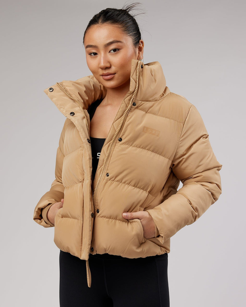 Model wearing Daily Puffer Jacket - Camel