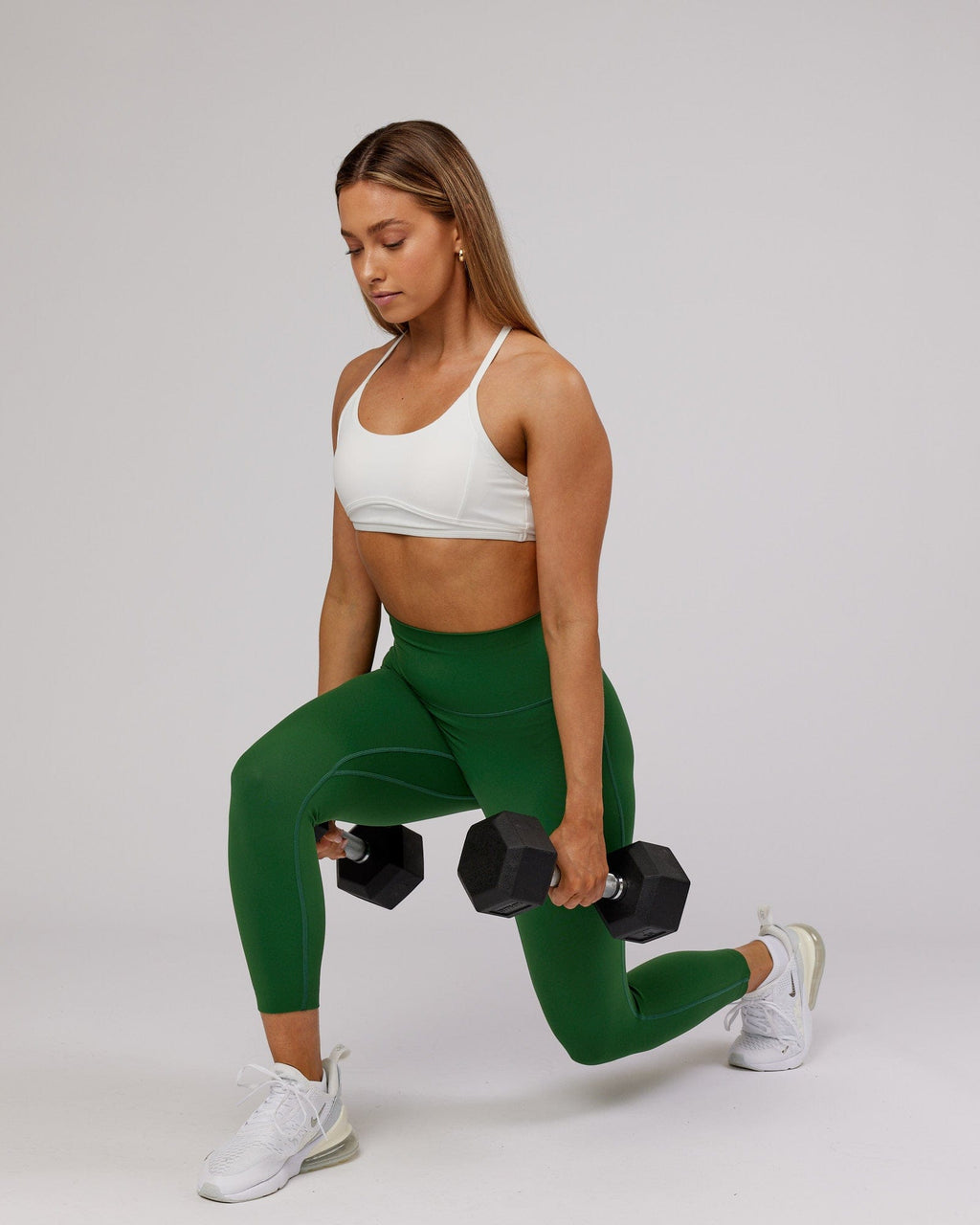 Model wearing Elixir 7/8 Length Tight - Eden Green No Logo