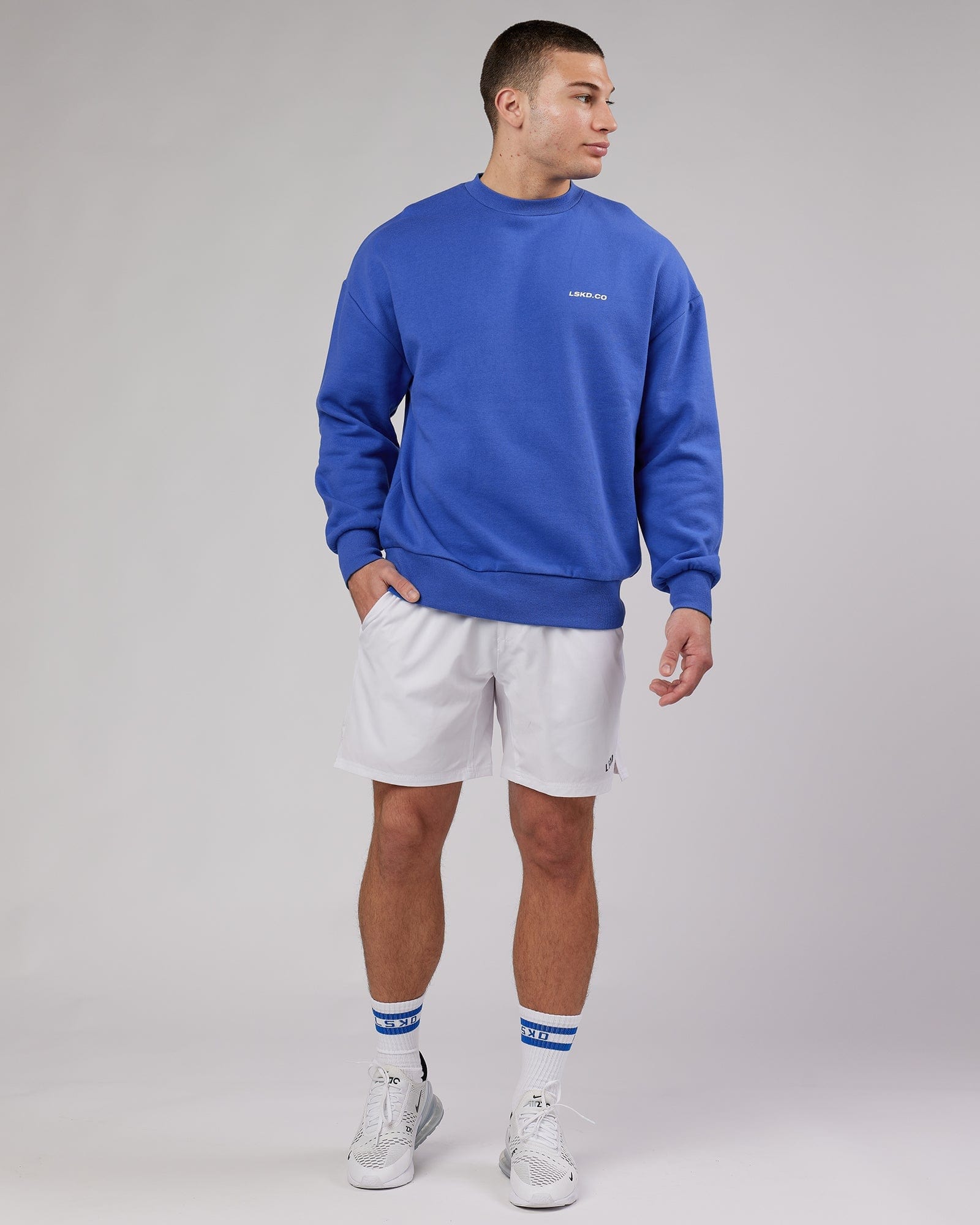 Model wearing Revolution Sweater Oversize - Power Cobalt