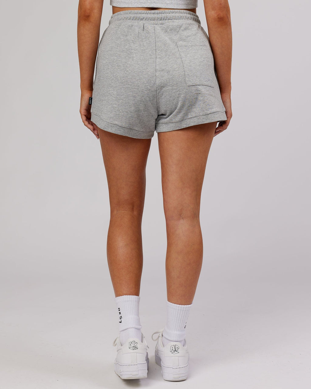 Model wearing Off Duty Lounge Short - Lt Grey Marl