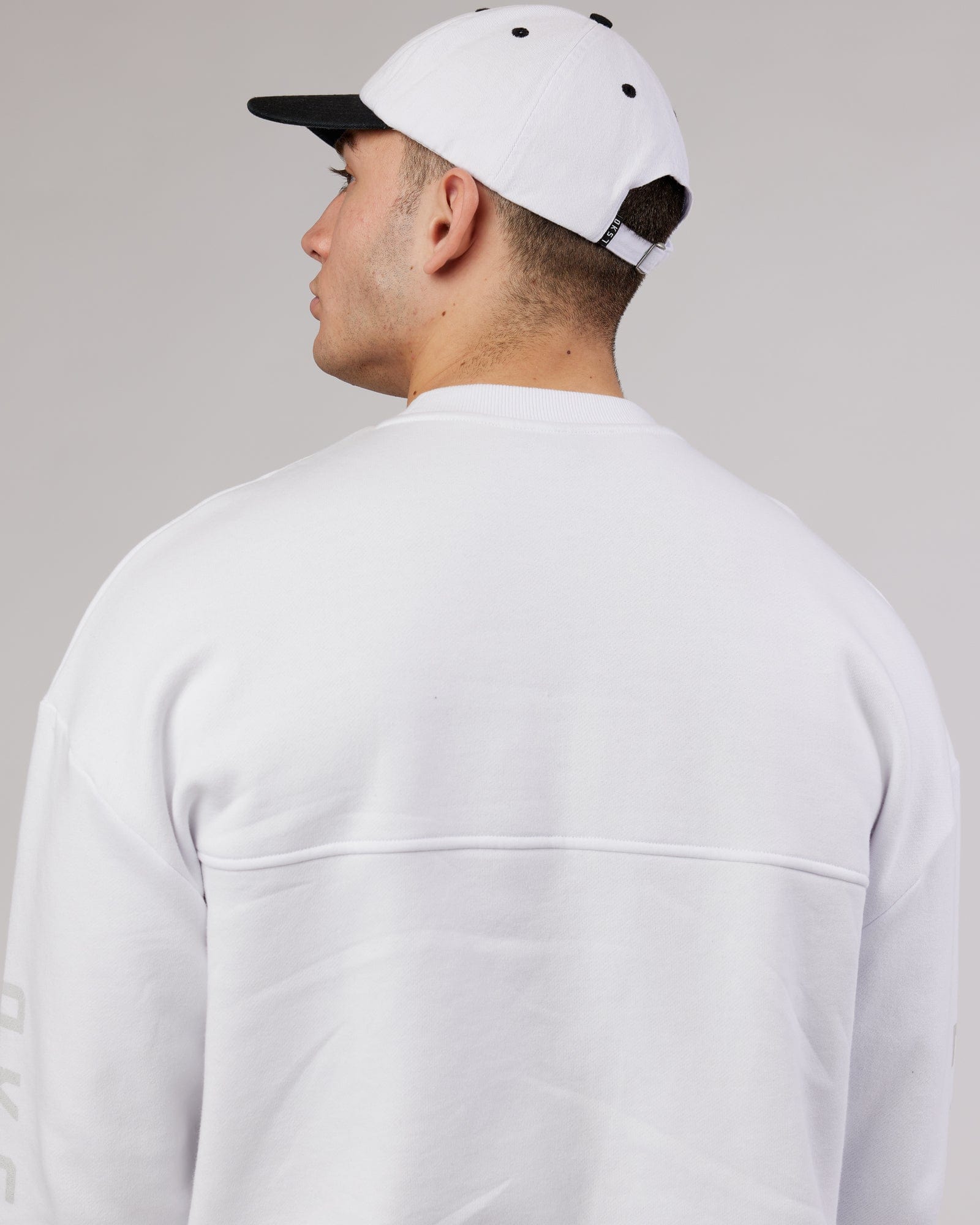 Model wearing Slouch Vintage Fit Cap - White-Black