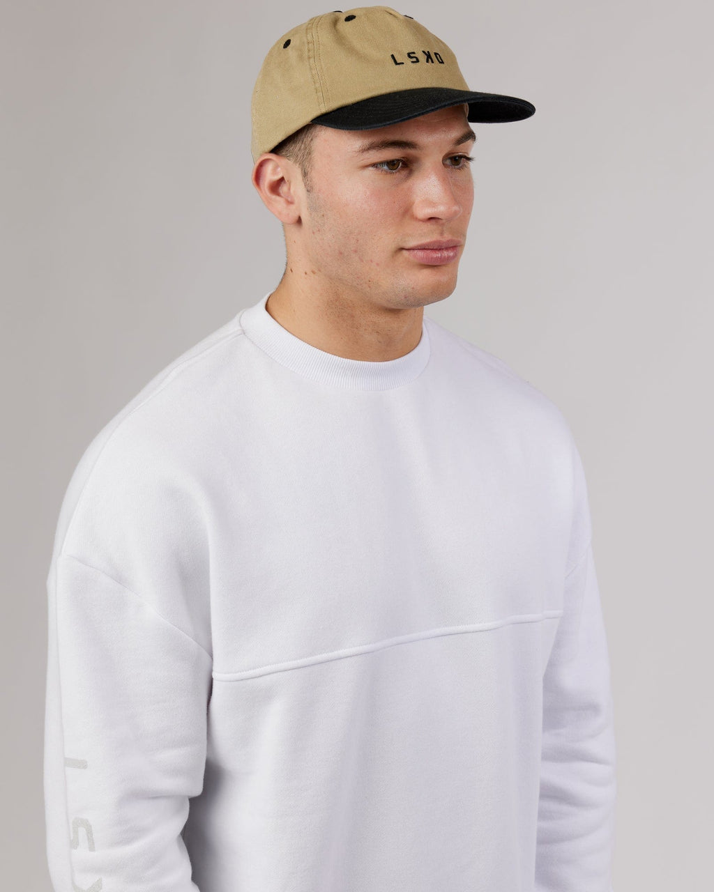 Model wearing Slouch Vintage Fit Cap - Khaki-Black