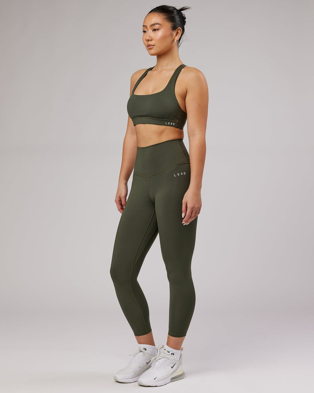 Model wearing Base 7/8 Length Tight - Forest Night