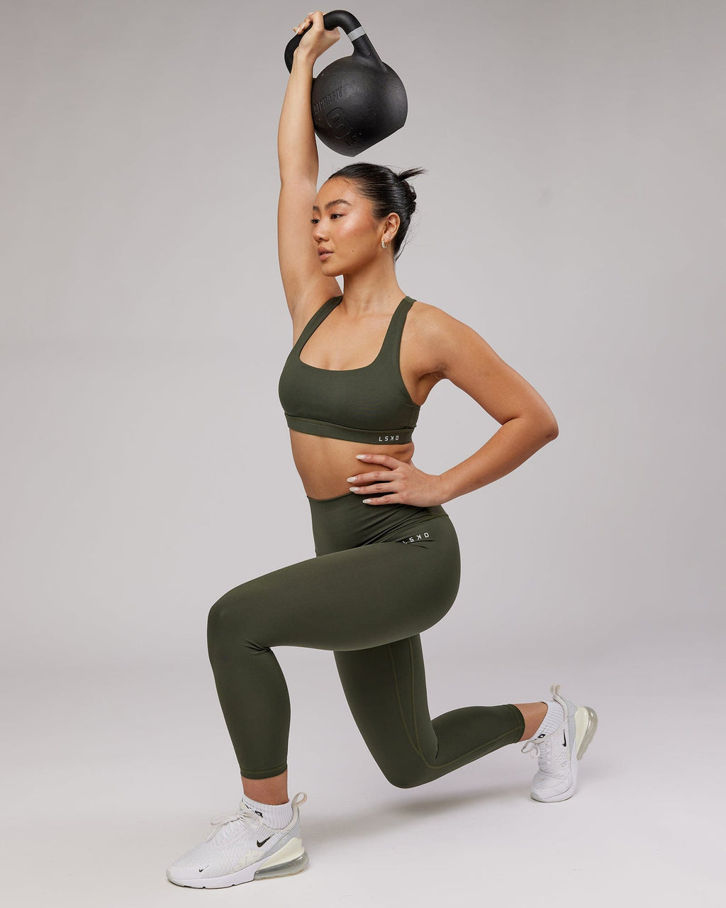 Model wearing Base 7/8 Length Tight - Forest Night