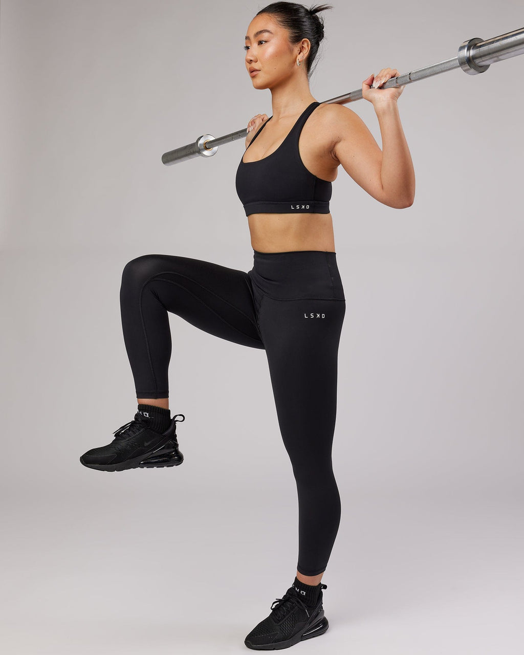 Model wearing Base 7/8 Length Tight - Black