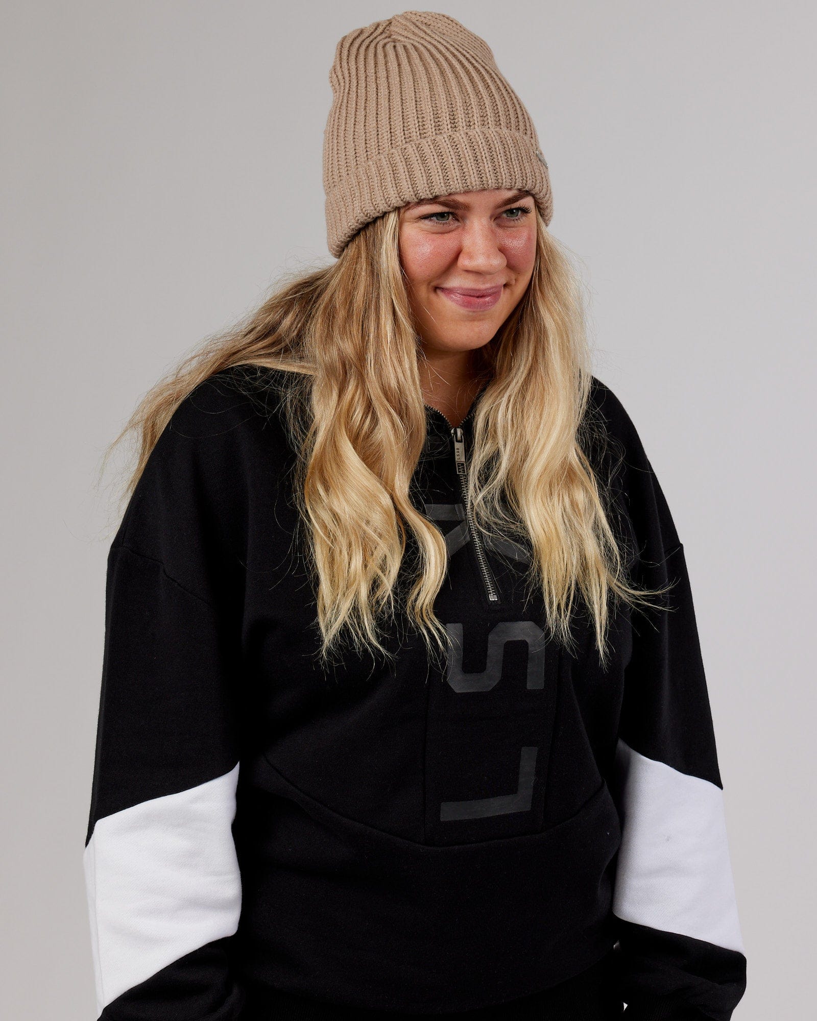 Model wearing Alpine Beanie - Taupe