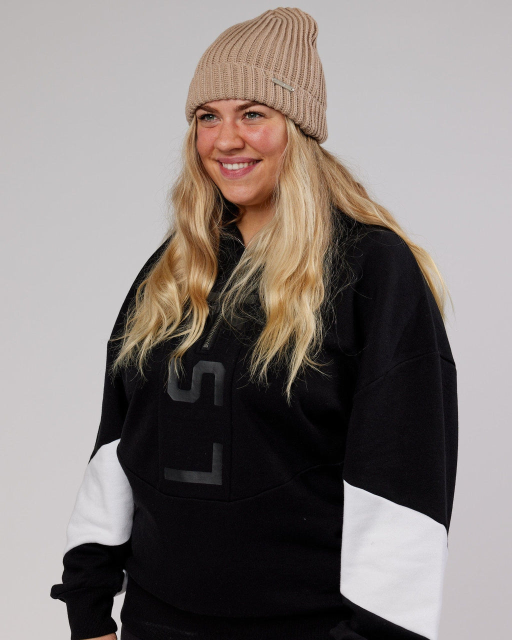 Model wearing Alpine Beanie - Taupe