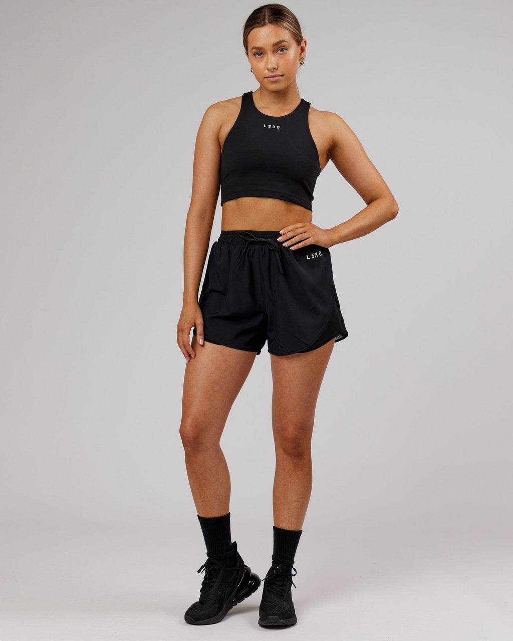 Model wearing Dynamic Run Short - Black