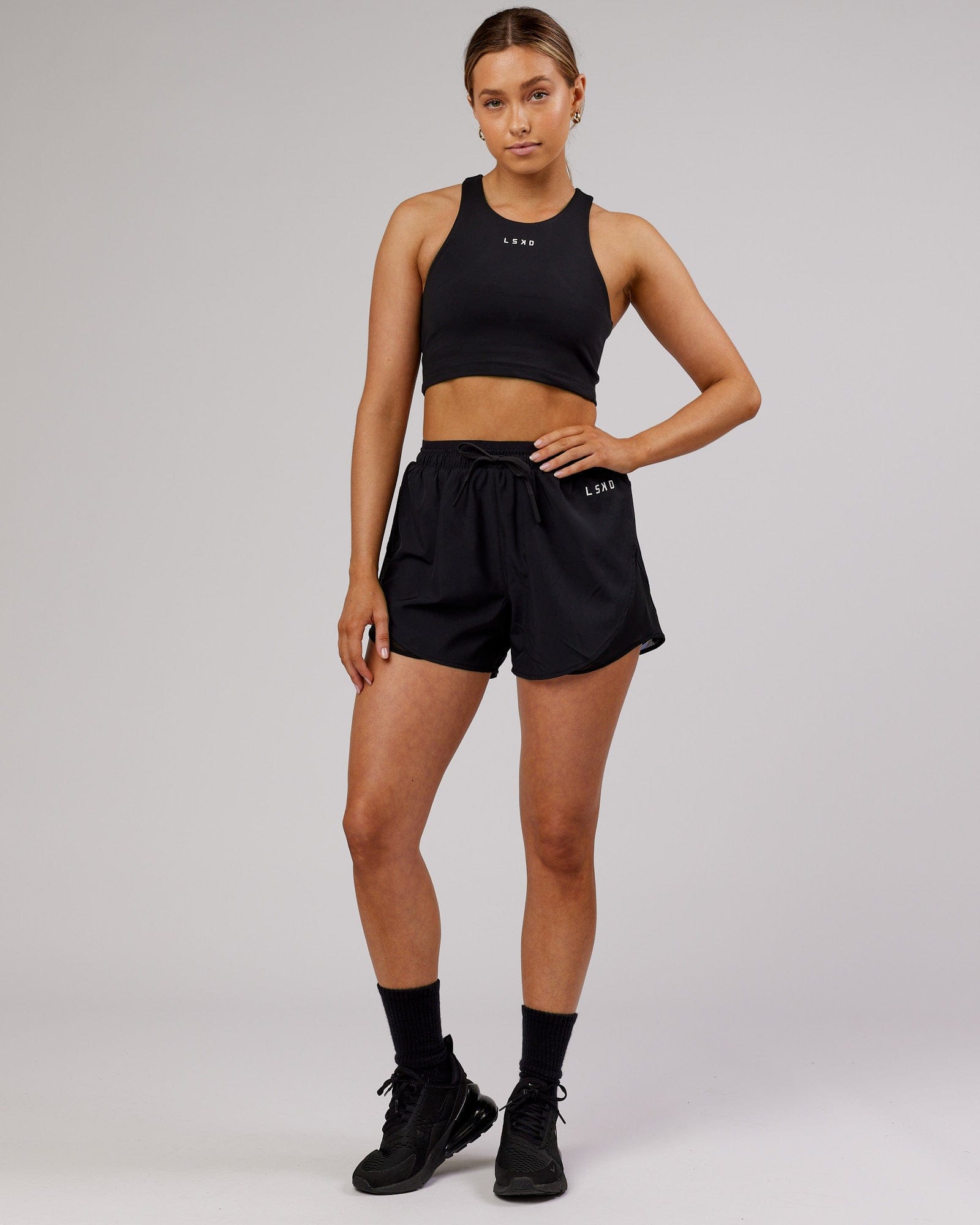 Model wearing Dynamic Run Short - Black