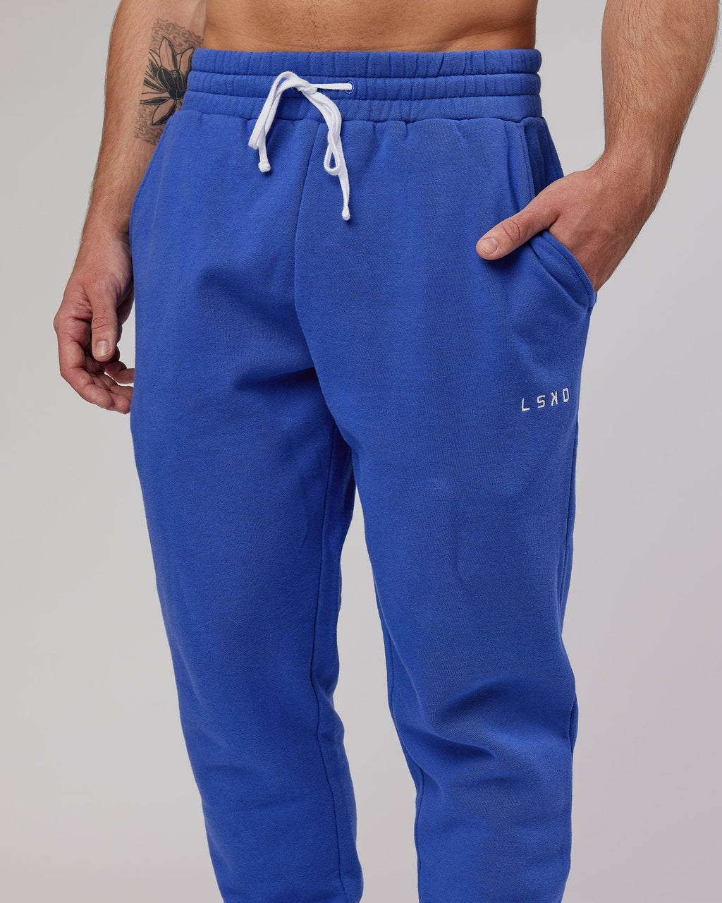 Model wearing Ready Track Pant - Power Cobalt