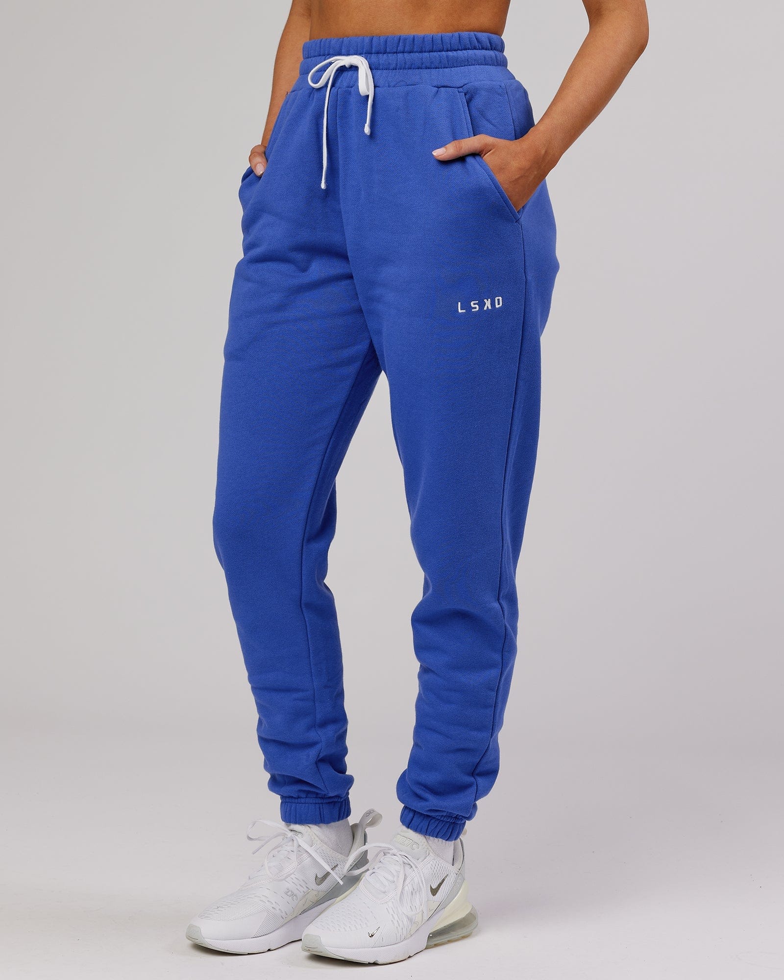Model wearing Unisex Ready Track Pant - Power Cobalt