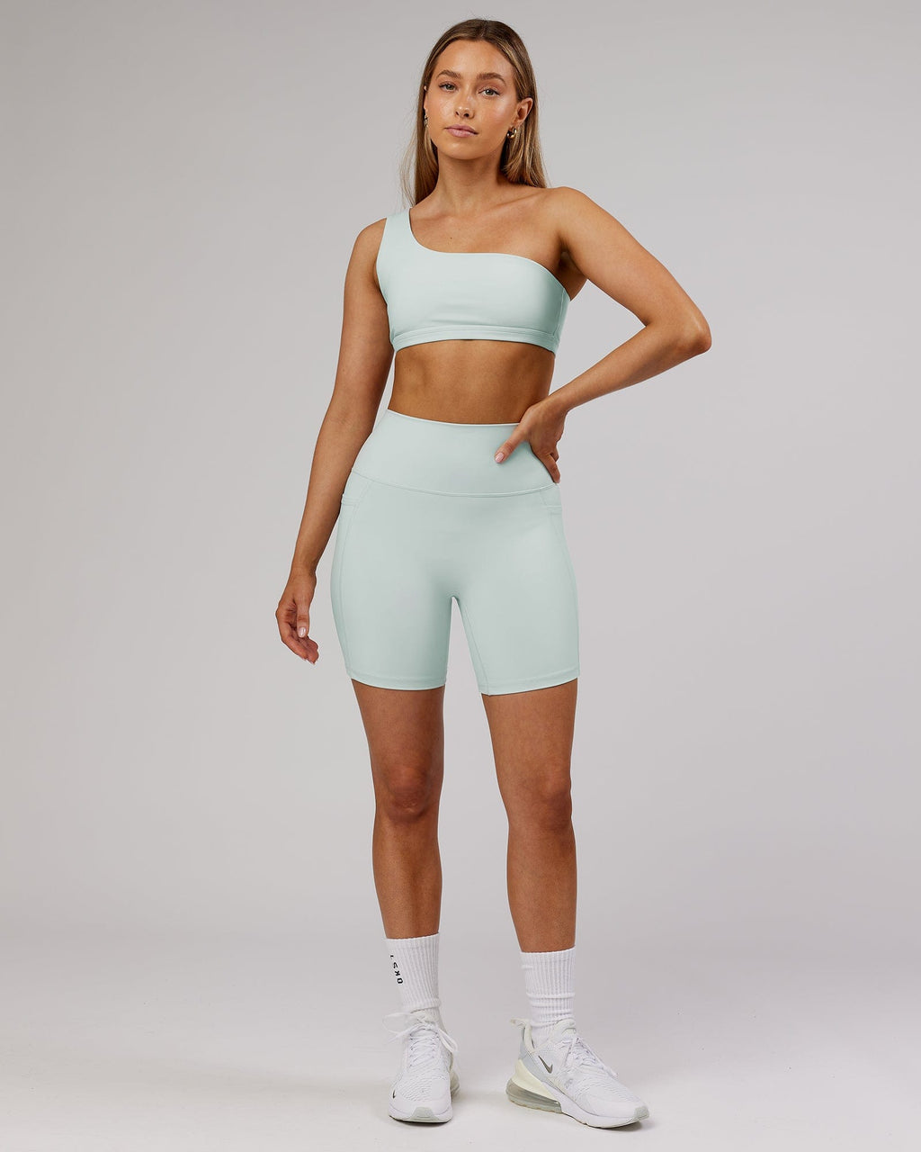 Model wearing Flex Sports Bra - Ballad Blue