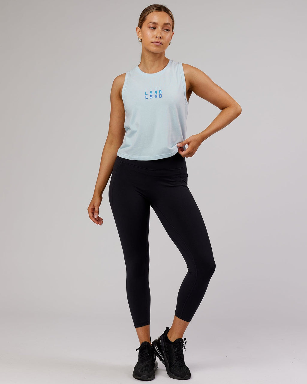 Model wearing Energy FLXCotton Tank - Ballad Blue