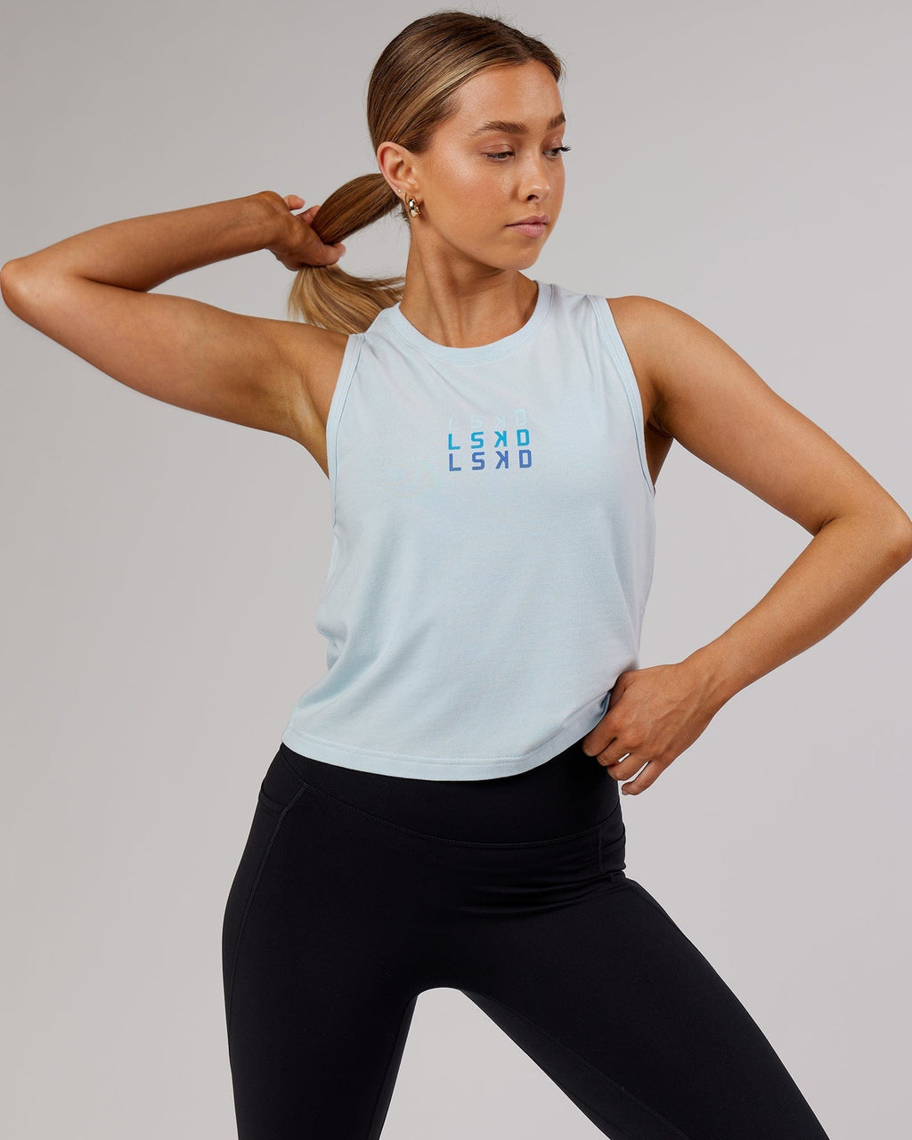 Model wearing Energy FLXCotton Tank - Ballad Blue