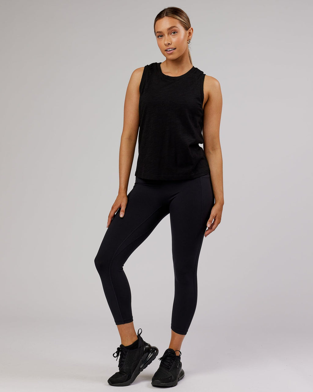 Model wearing Breathe Tank - Black