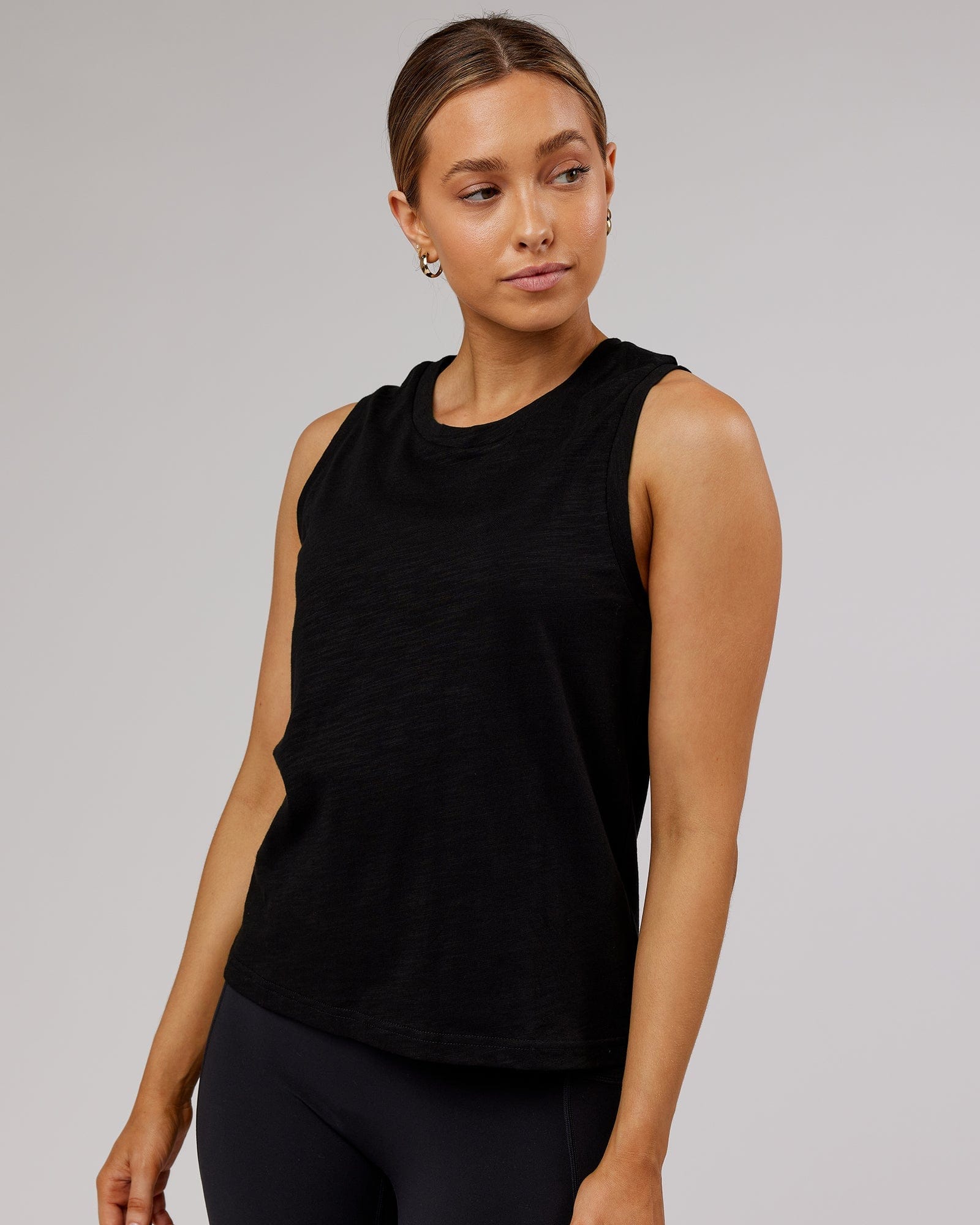 Model wearing Breathe Tank - Black