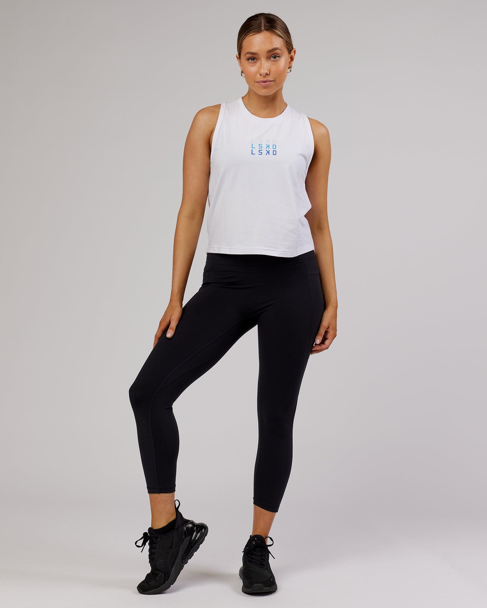 Model wearing Energy FLXCotton Tank - White