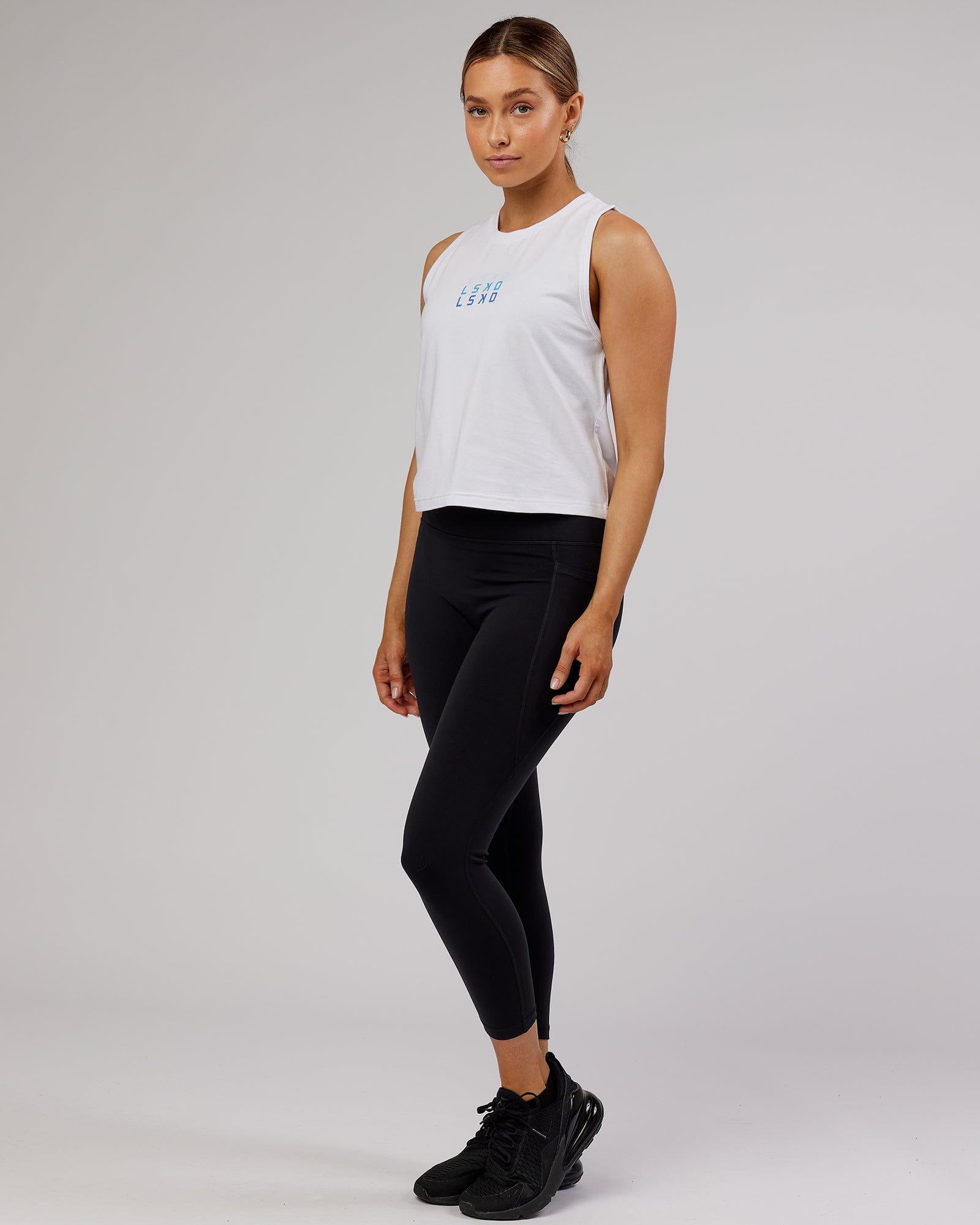 Model wearing Energy FLXCotton Tank - White