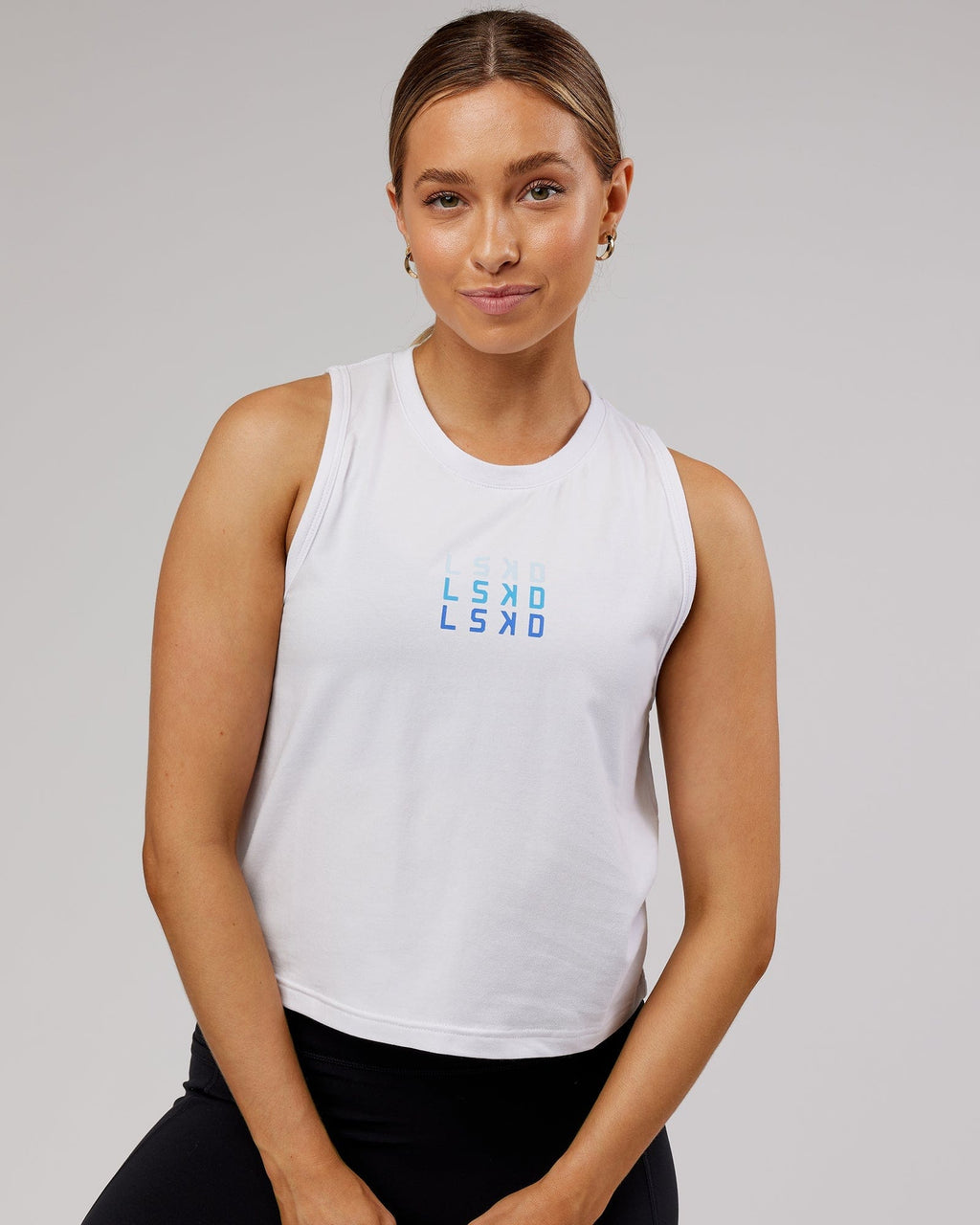 Model wearing Energy FLXCotton Tank - White
