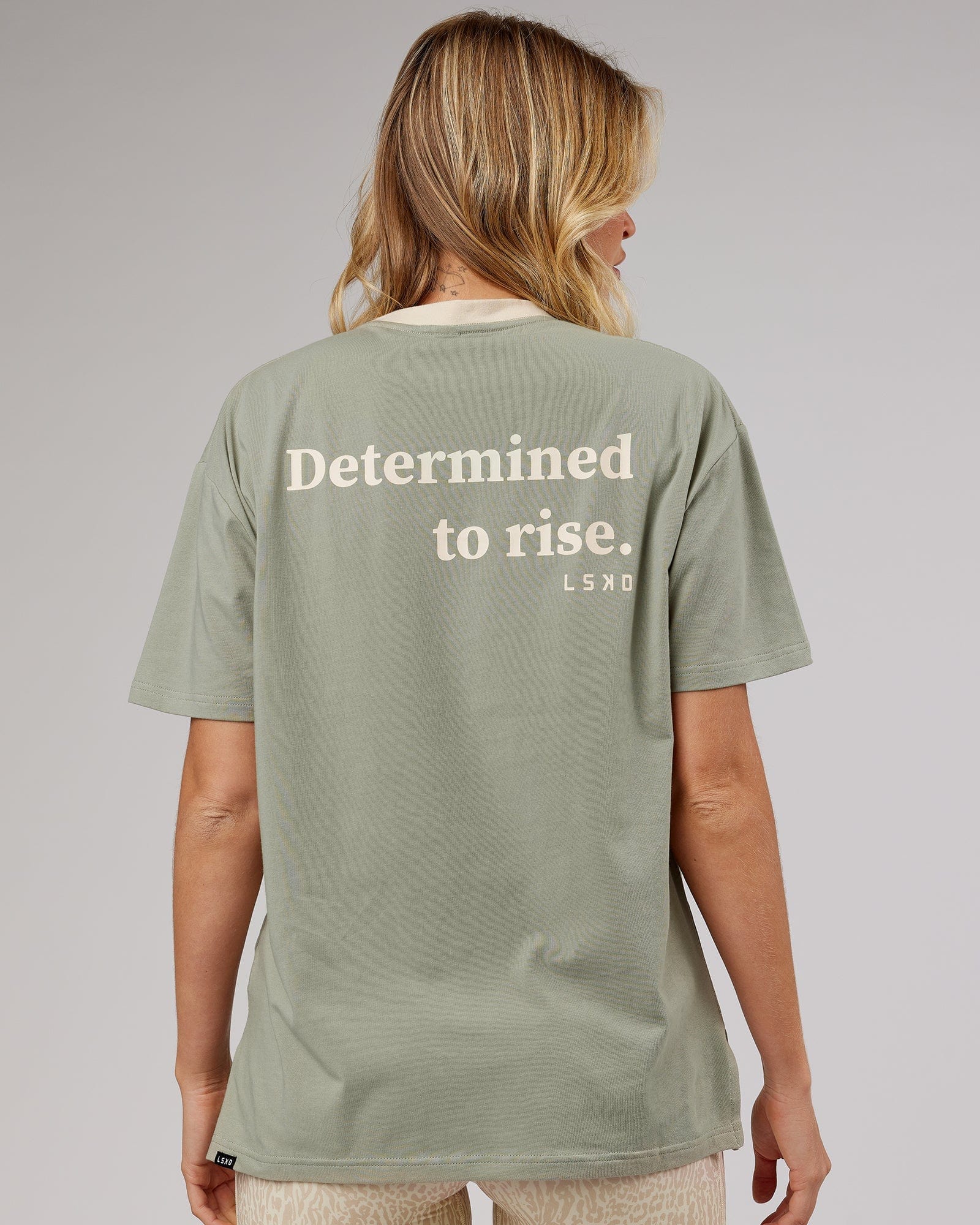 Model wearing Rise FLXCotton Oversize Tee - Sage