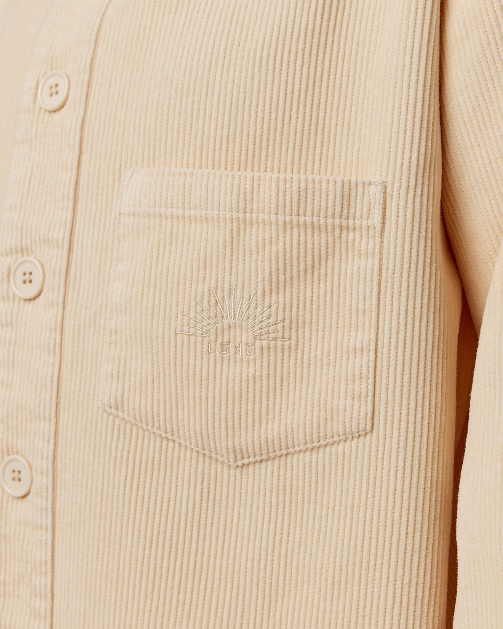 Model wearing Rise Cord Shacket - Classic Cream