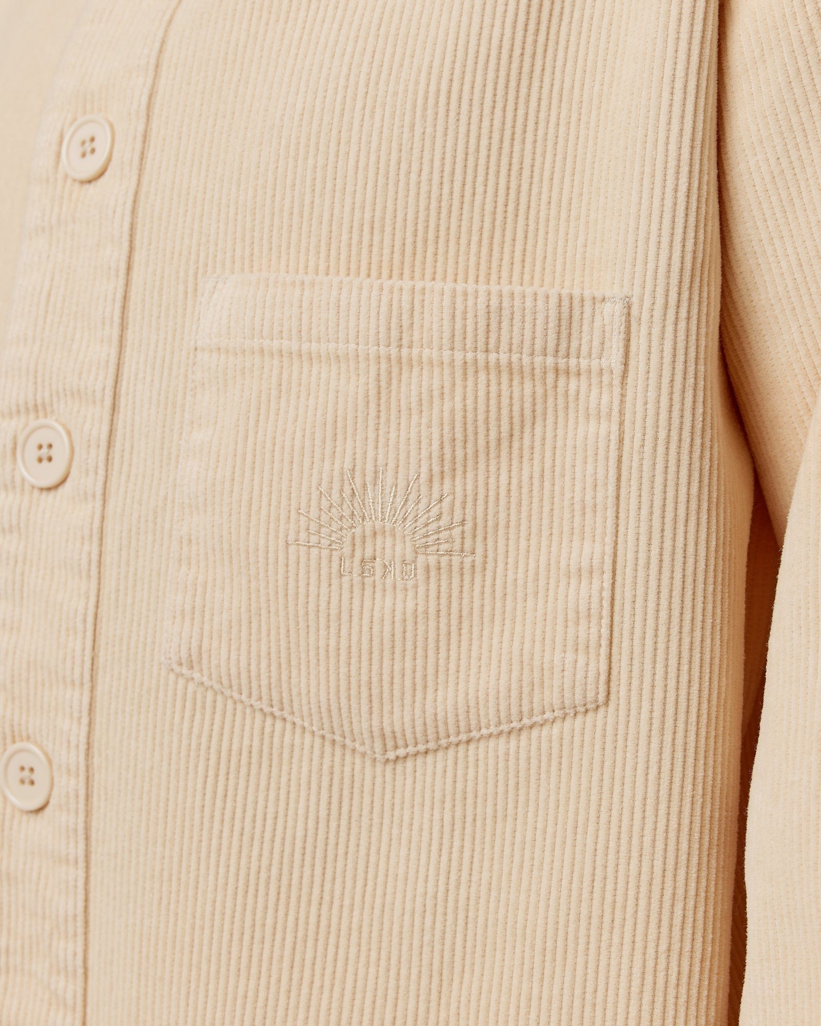 Model wearing Rise Cord Shacket - Classic Cream