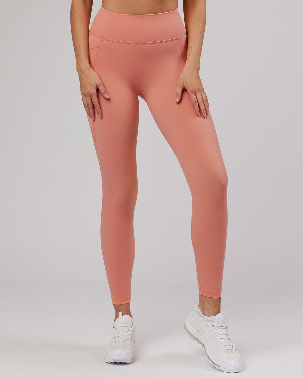 Model wearing Energise Full Length Tight - Peach