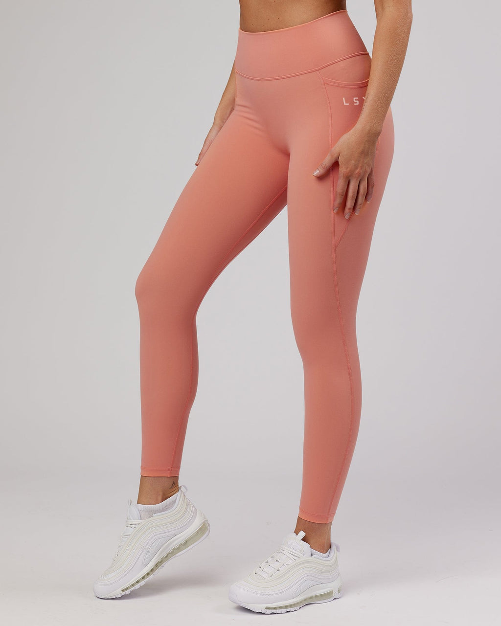 Model wearing Energise Full Length Tight - Peach