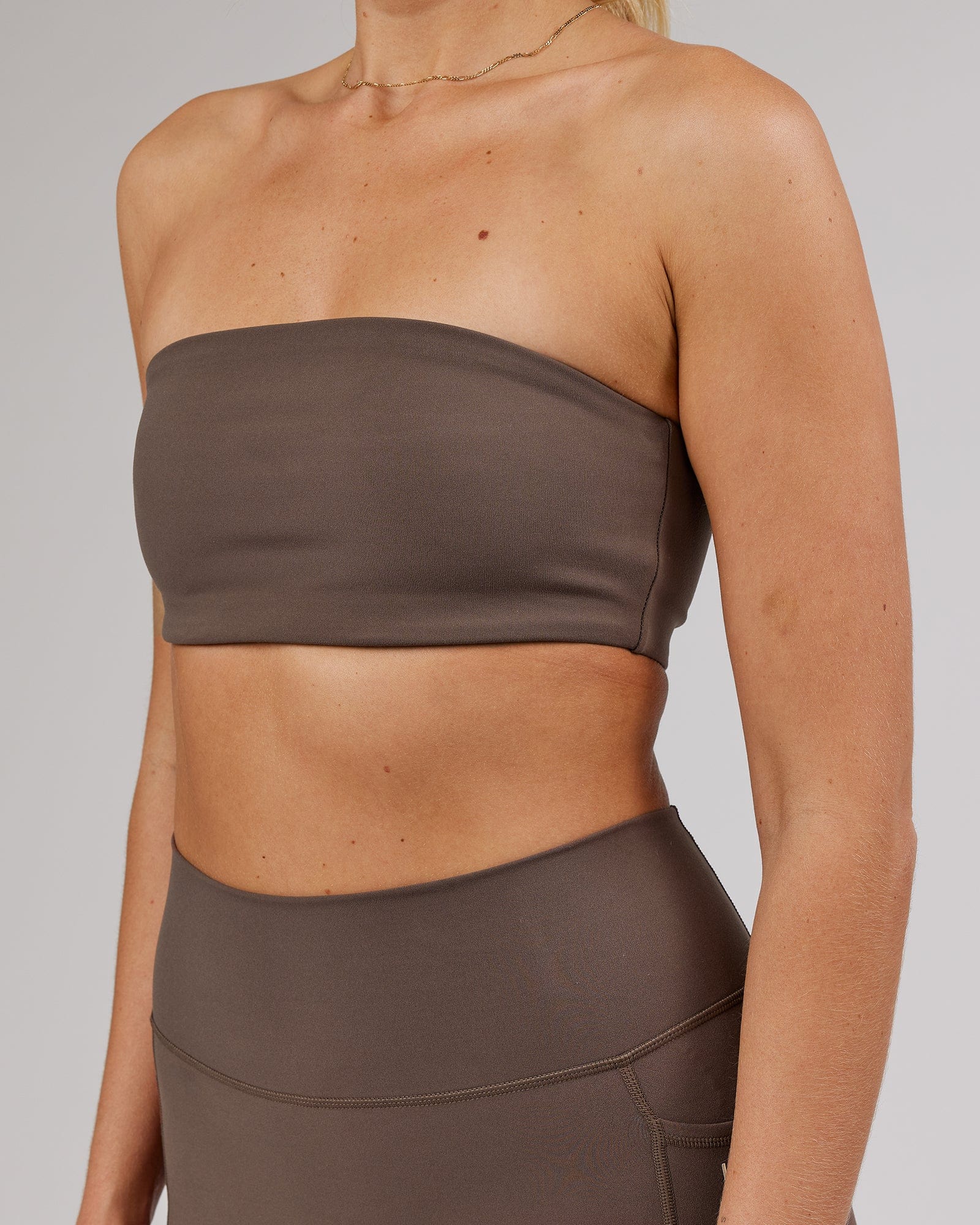 Model wearing Energise Bandeau - Mocha