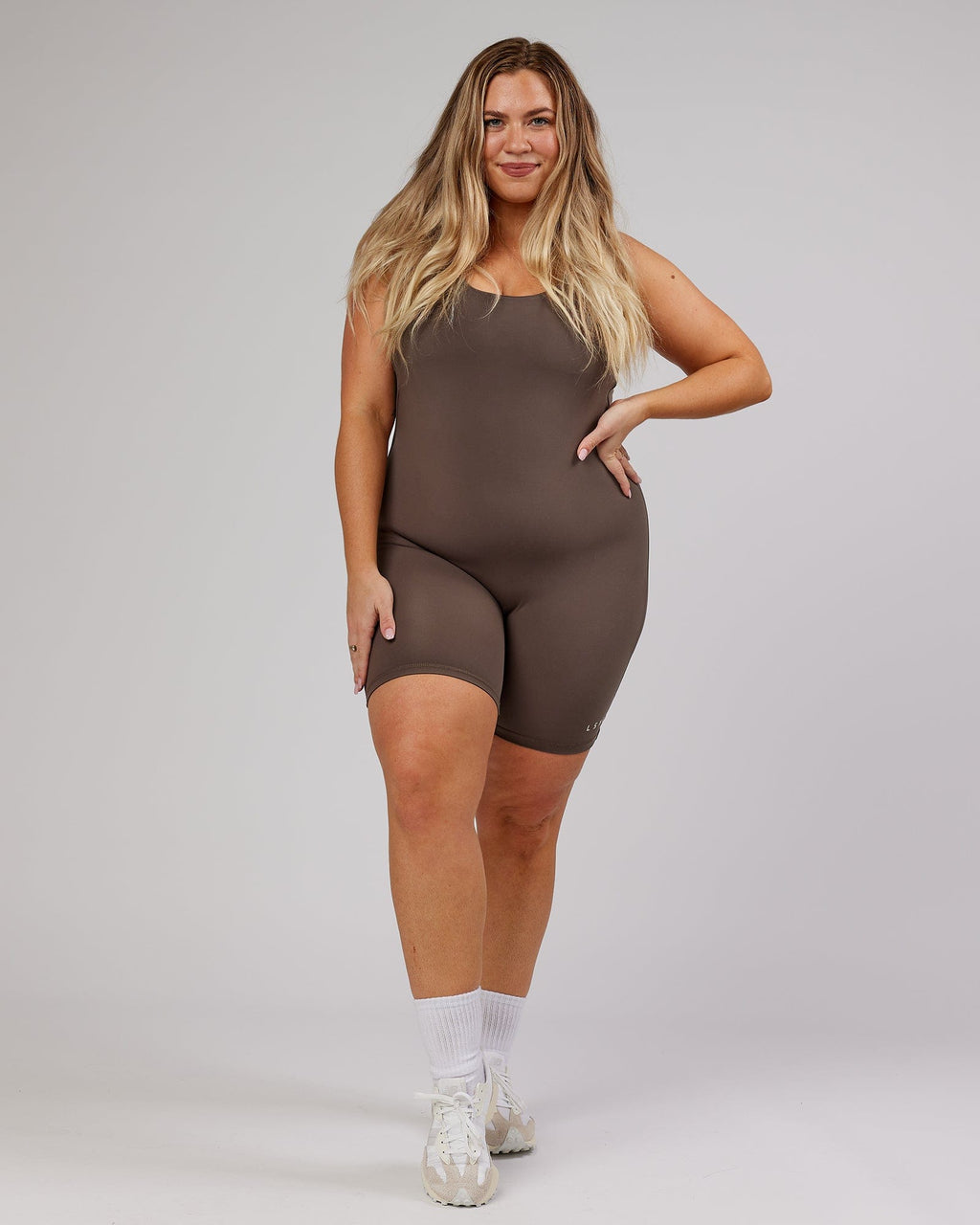Model wearing Boost Bodysuit - Mocha