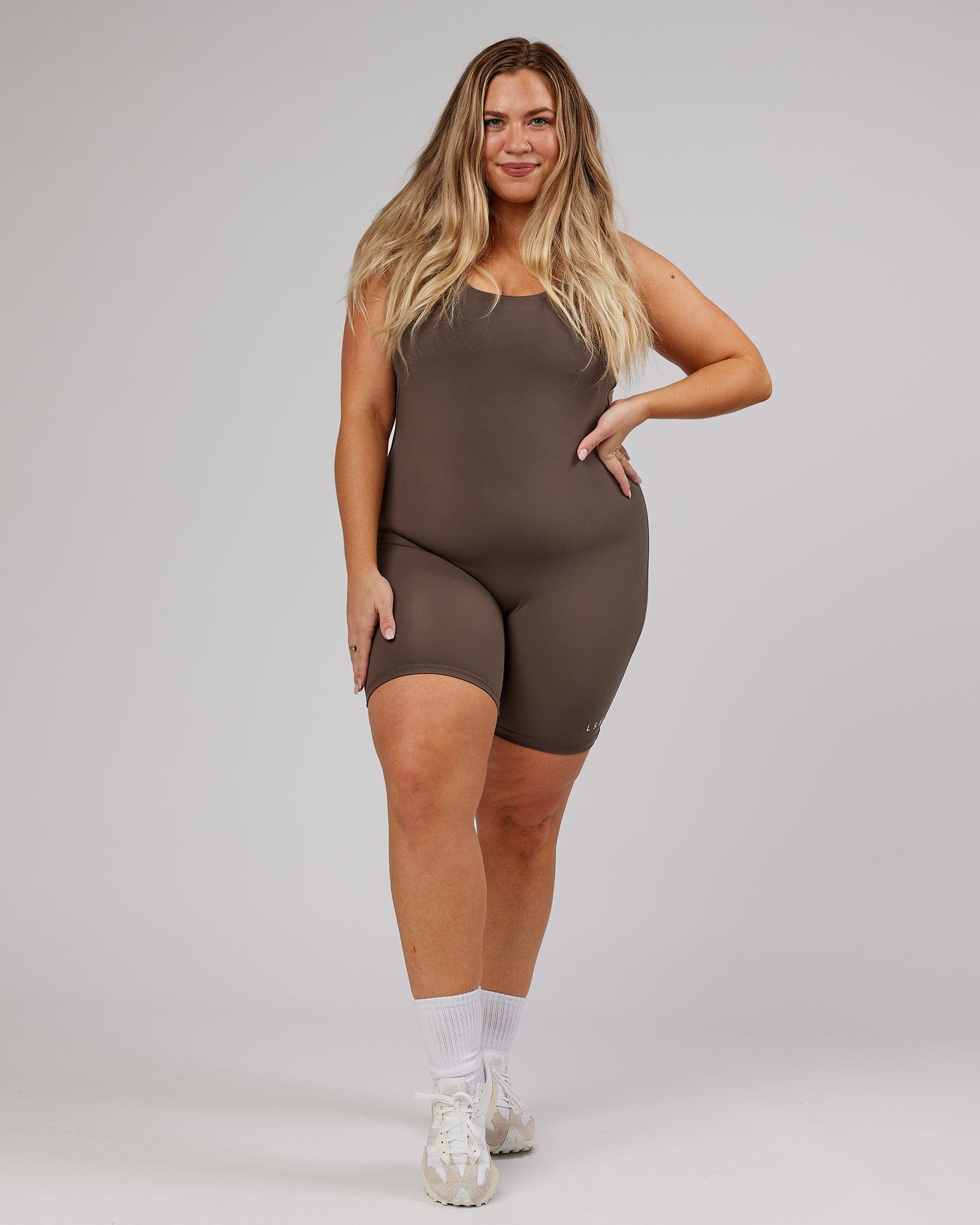 Model wearing Boost Bodysuit - Mocha