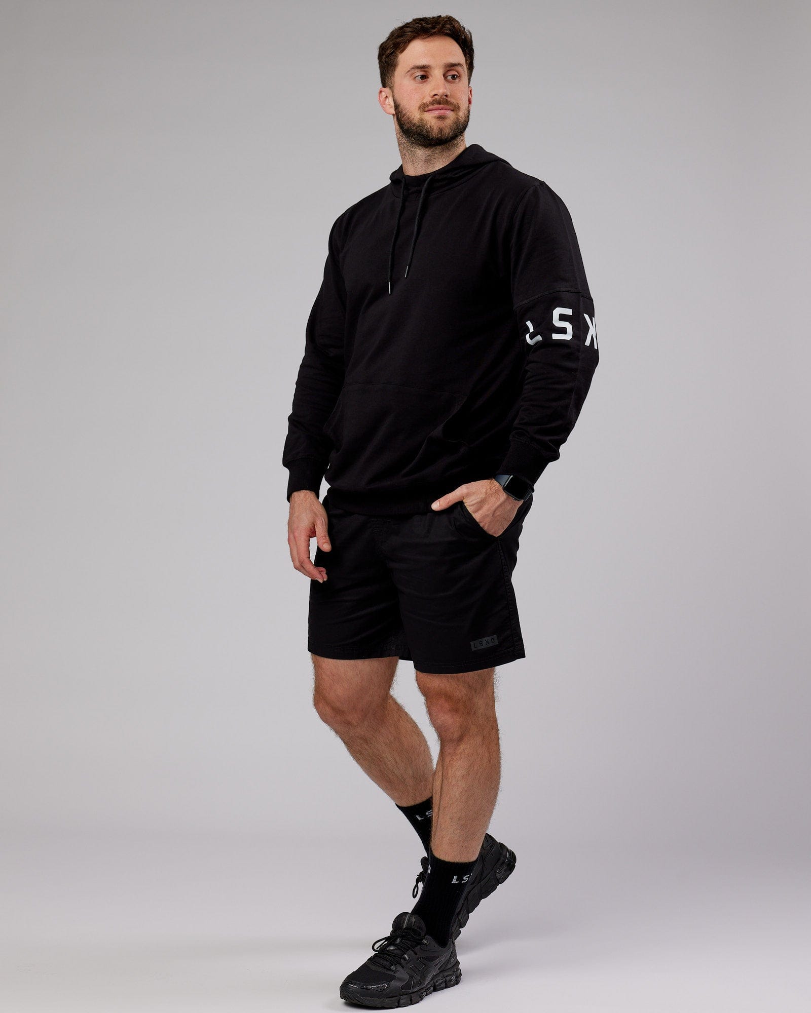 Model wearing Perimeter FLXFleece Hoodie - Black
