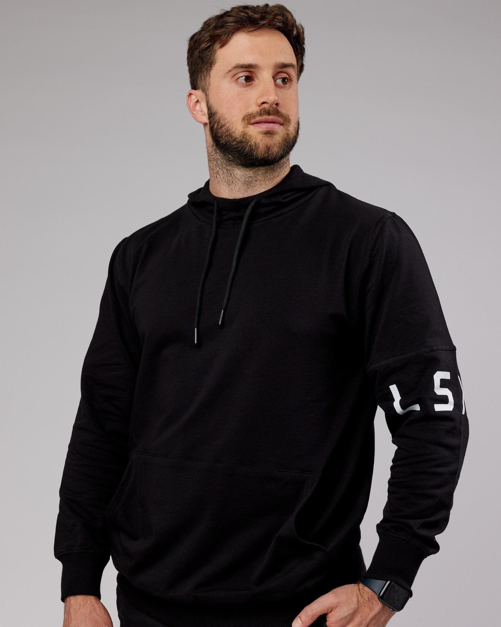 Model wearing Perimeter FLXFleece Hoodie - Black