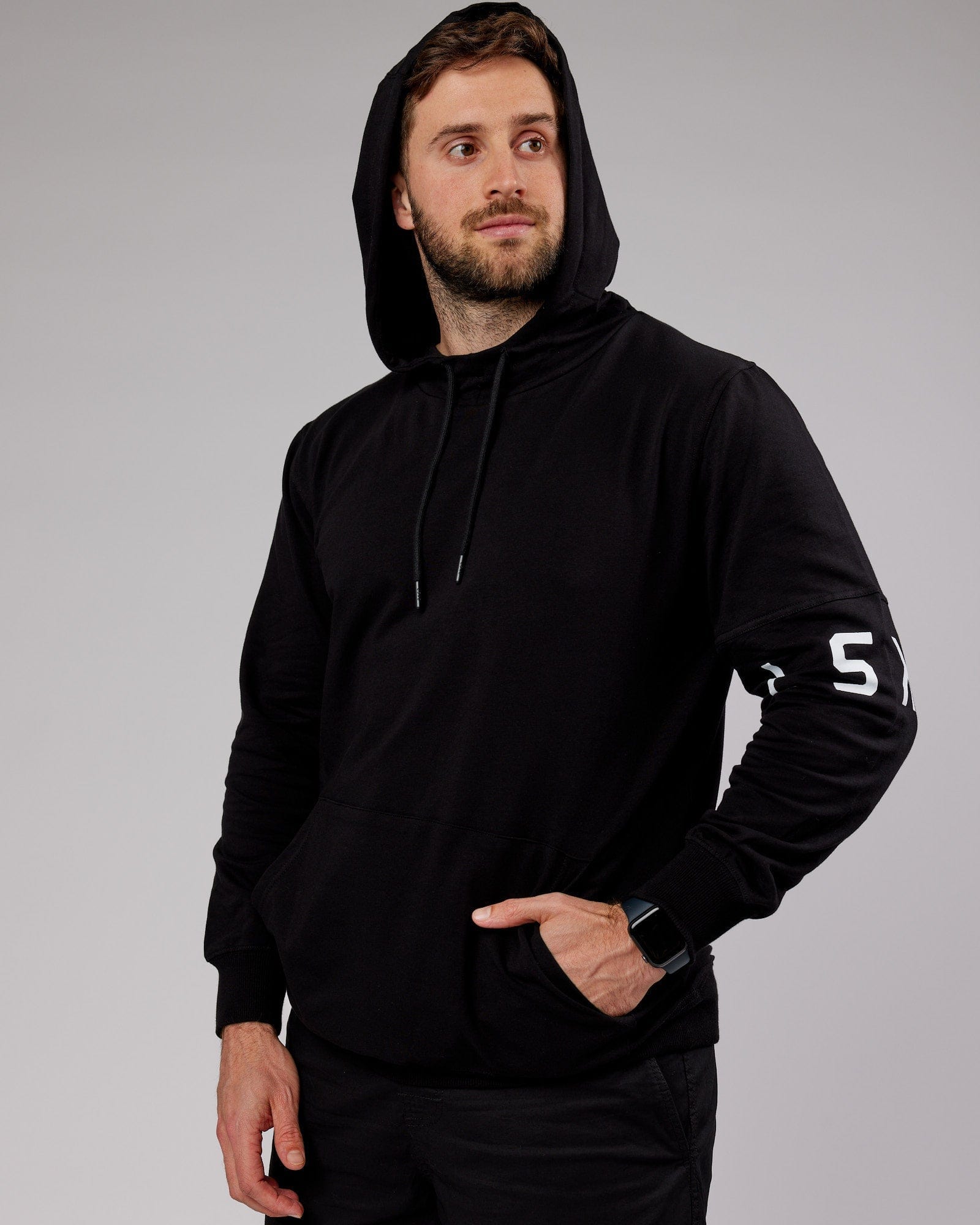 Model wearing Perimeter FLXFleece Hoodie - Black