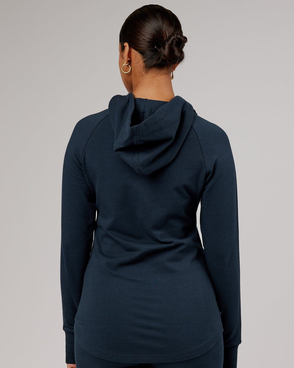 Model wearing PB Zip Through Hoodie - Carbon-Tonal