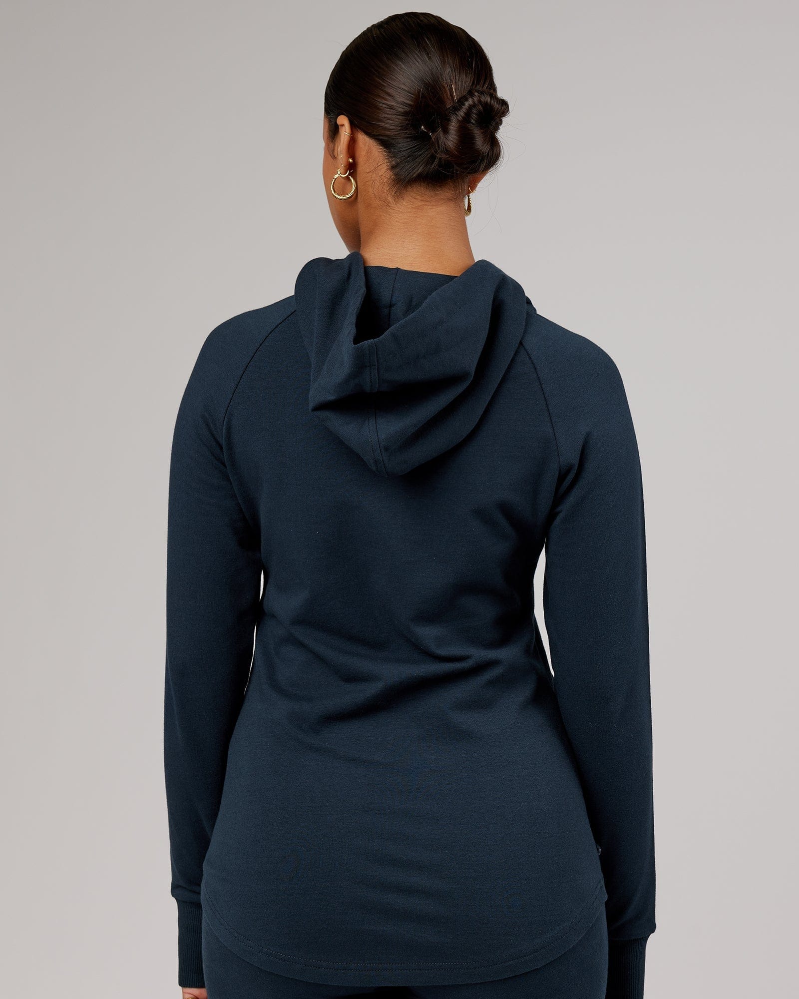 Model wearing PB Zip Through Hoodie - Carbon-Tonal