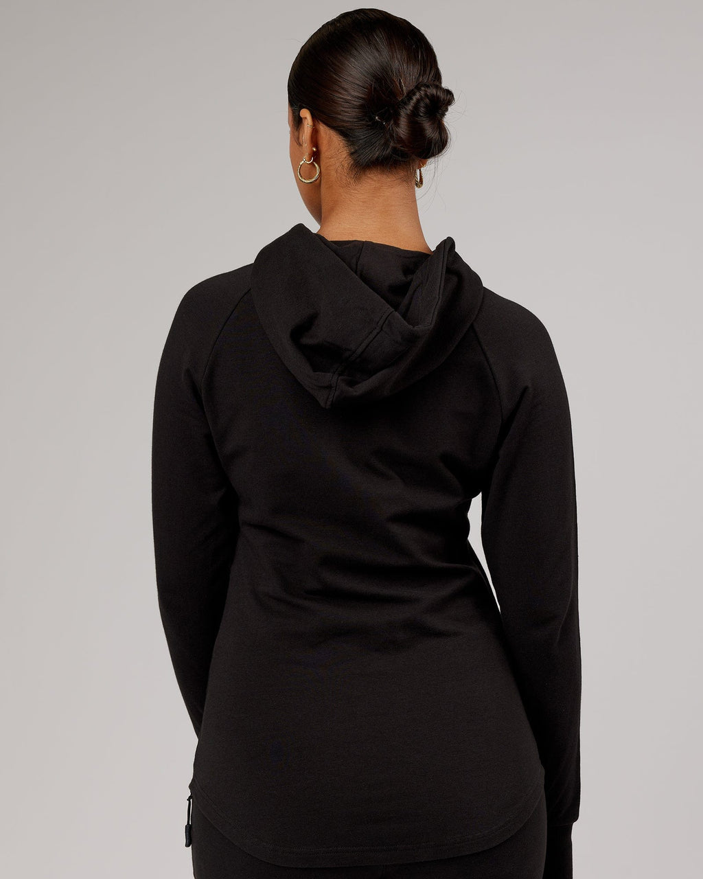 Model wearing PB Zip Through Hoodie - Black-Tonal