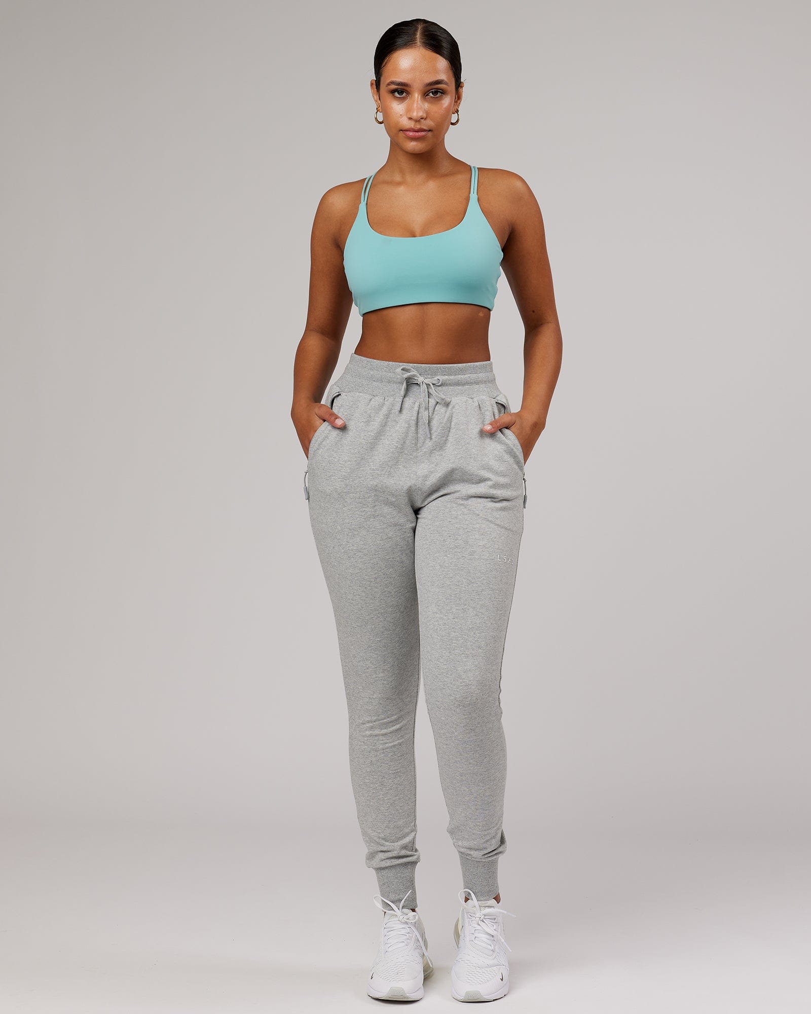 Model wearing PB Jogger - Lt Grey Marl-Tonal