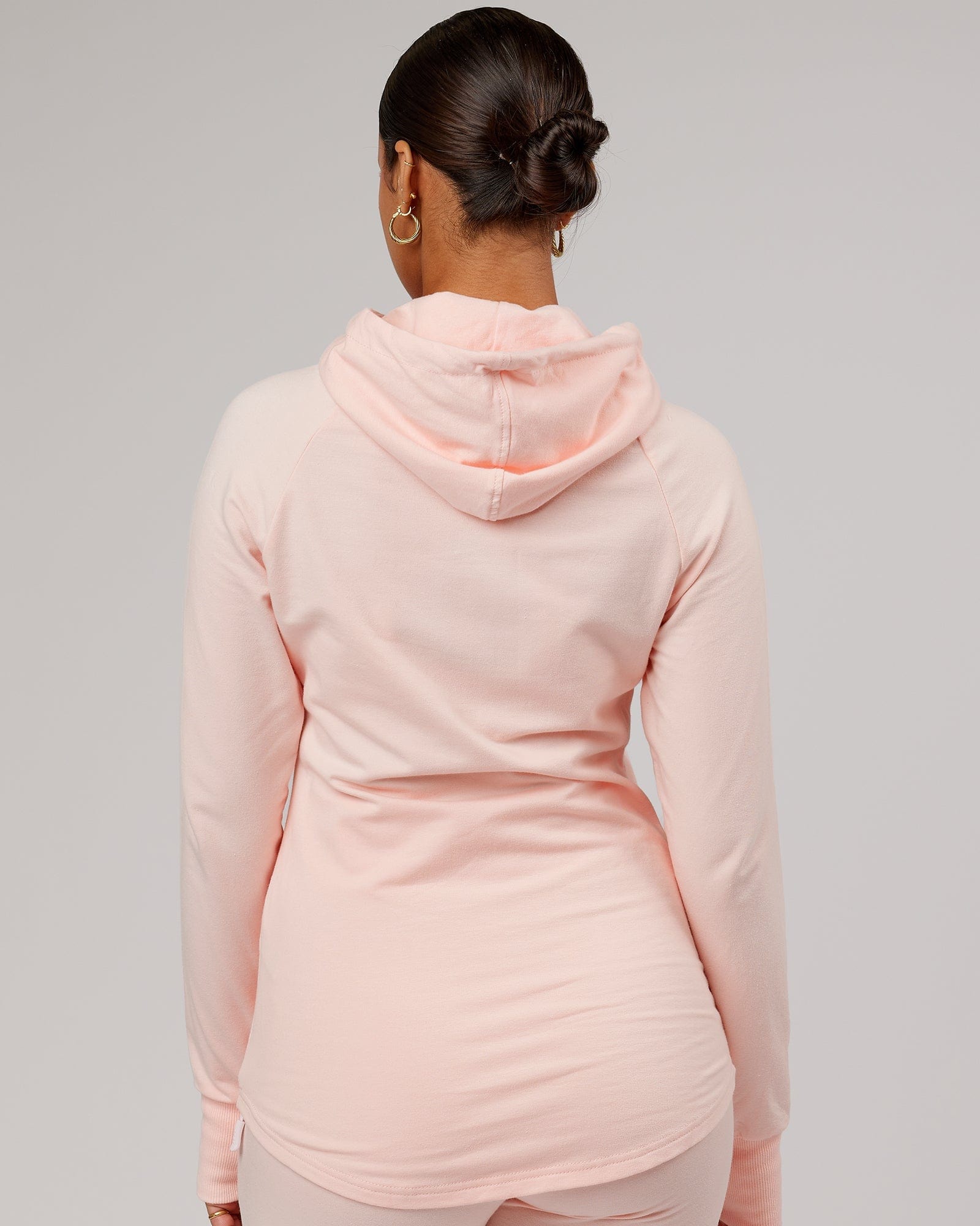 Model wearing PB Zip Through Hoodie - Pink-Tonal