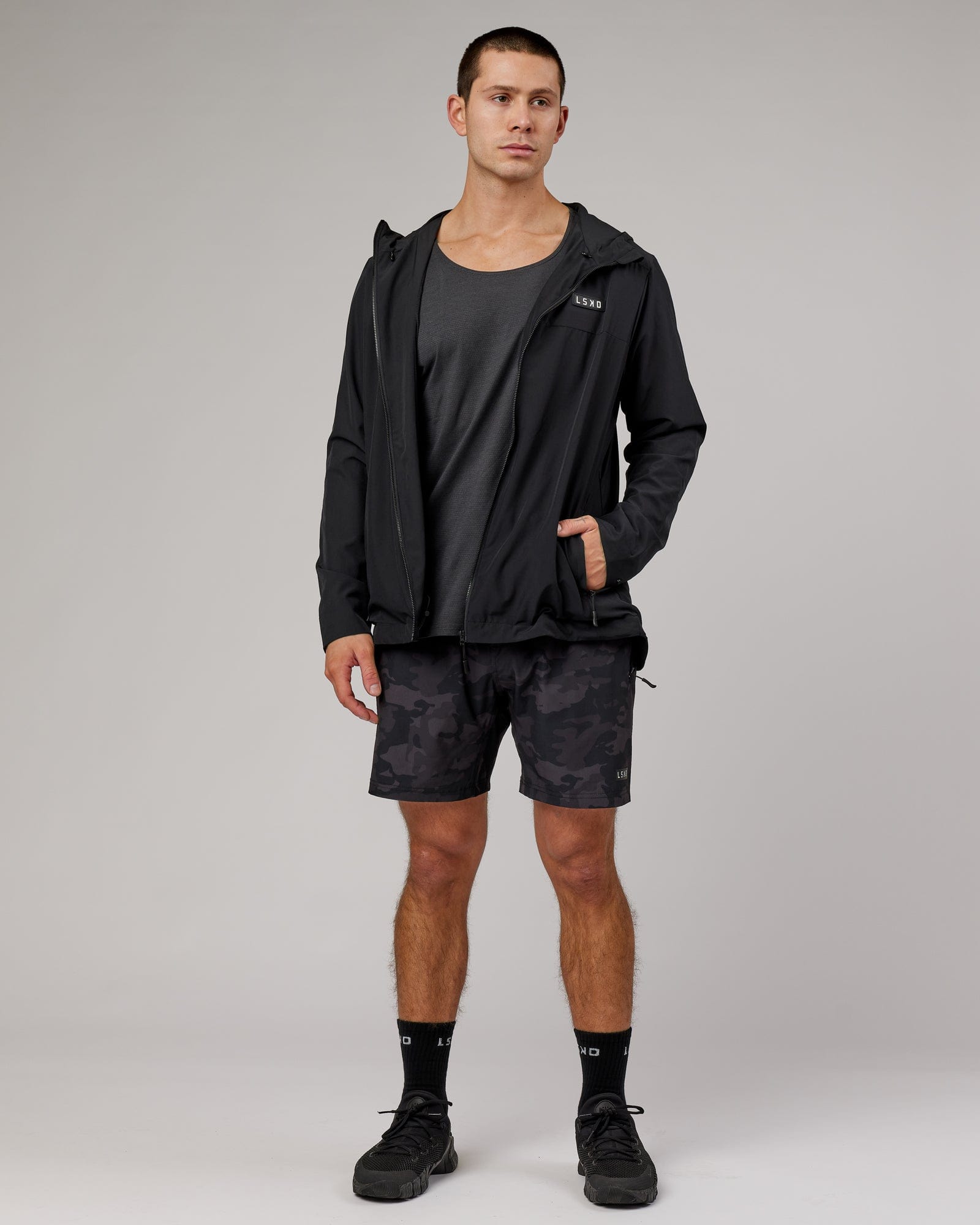 Model wearing Functional Training Jacket - Black