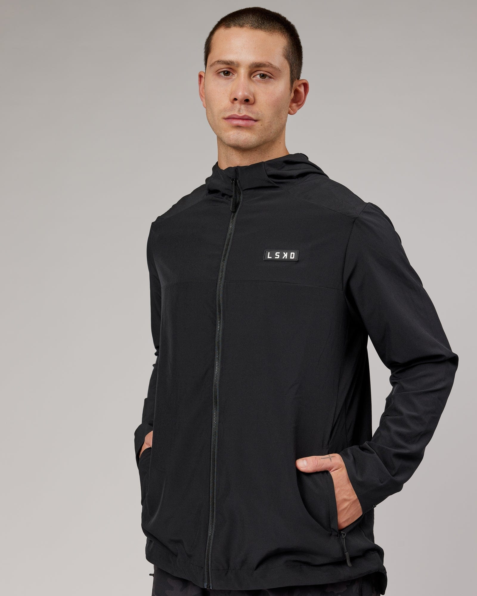 Model wearing Functional Training Jacket - Black