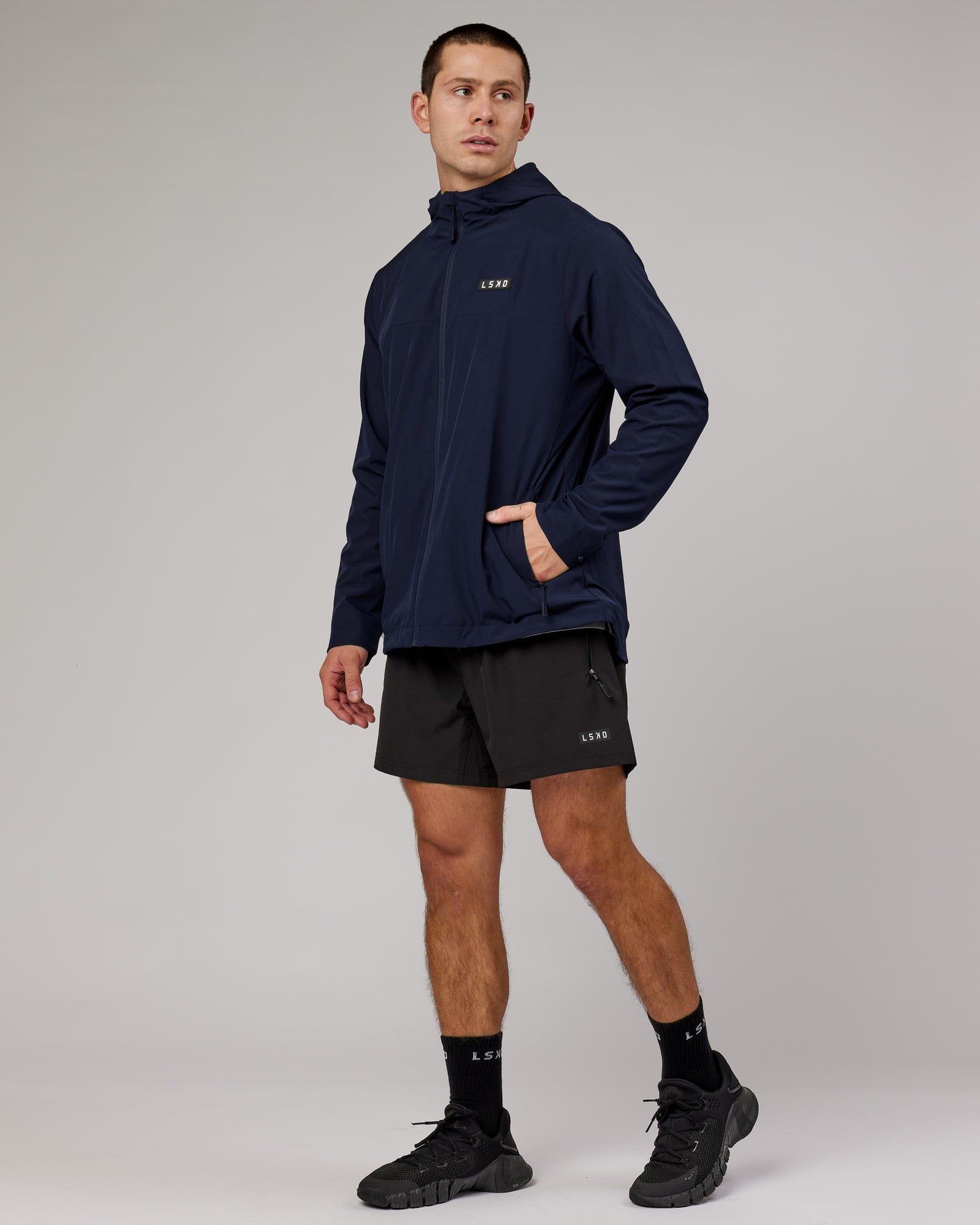 Model wearing Functional Training Jacket - Navy