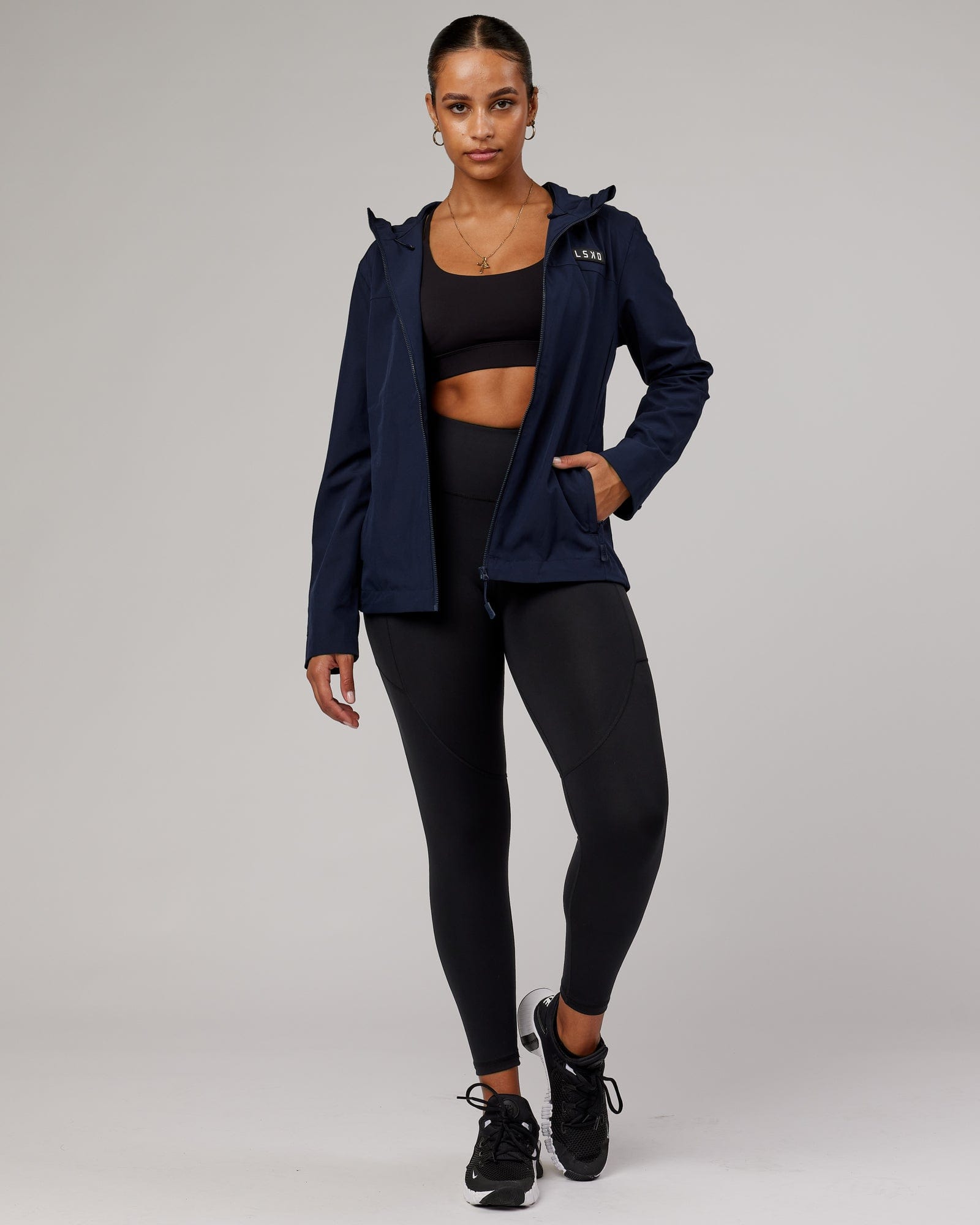 Model wearing Functional Training Jacket - Navy